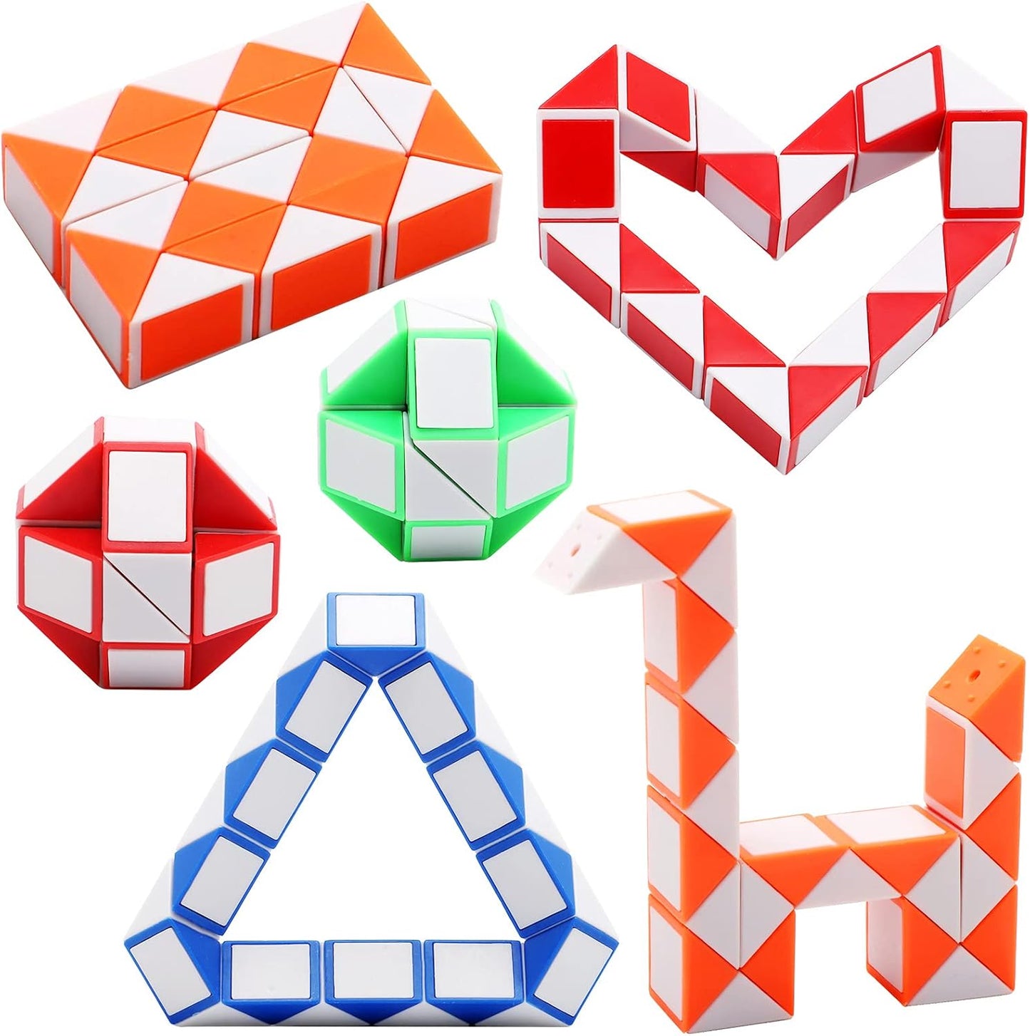 24 Pack 24 Blocks Magic Speed Cubes, Mini Snake Cube, Mini Plastic Puzzle Cube Toy for Kids Party Bag Fillers, Party Supplies, Random Color