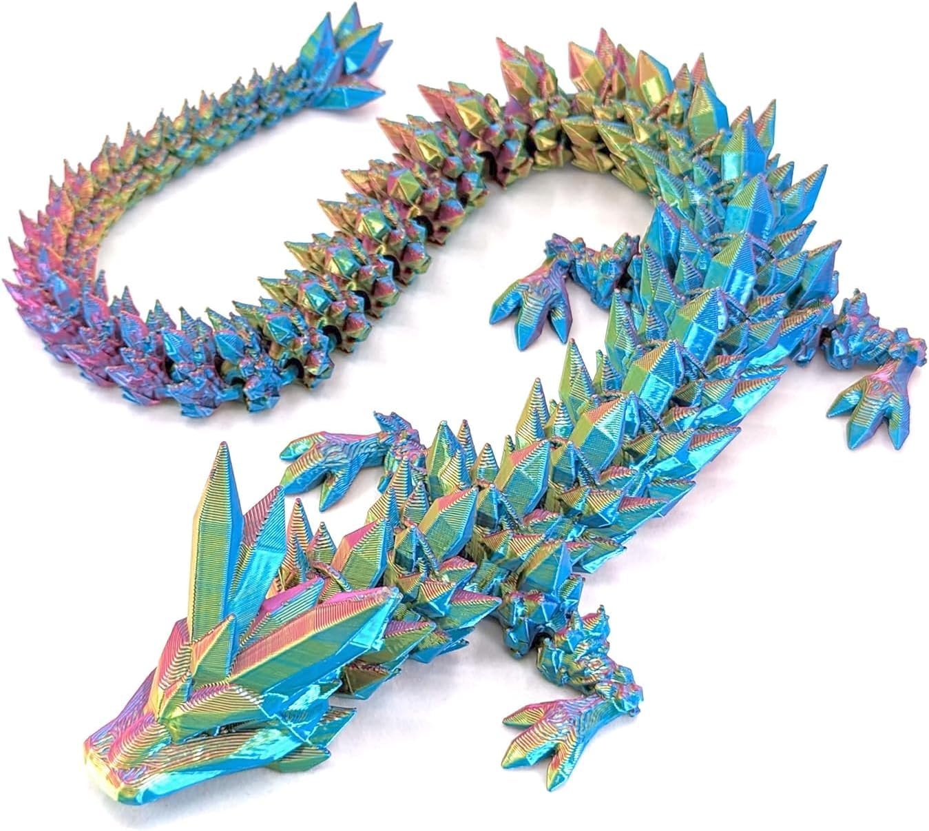 3D Printed Dragon Fidget Toys Dragon Egg 12inch Flexible Dragon Toy 3D Printed Dragon Egg with Articulated Dragon Inside Fidget Toys for Autism/ADHD Easter Toys Gifts (Multicolored)