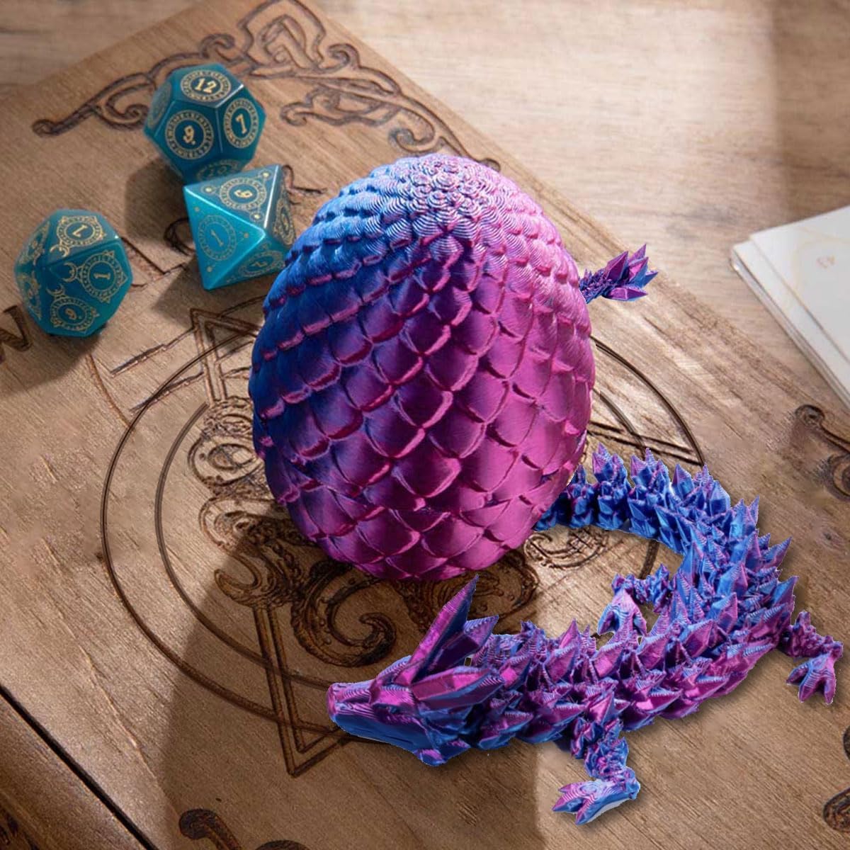 3D Printed Dragon Egg,Crystal Dragon Egg Fidget Toys,Flexible Joints Full Articulated Dragon with Egg,Executive Desk Toys for ADHD, Autism, Relief Anxiety