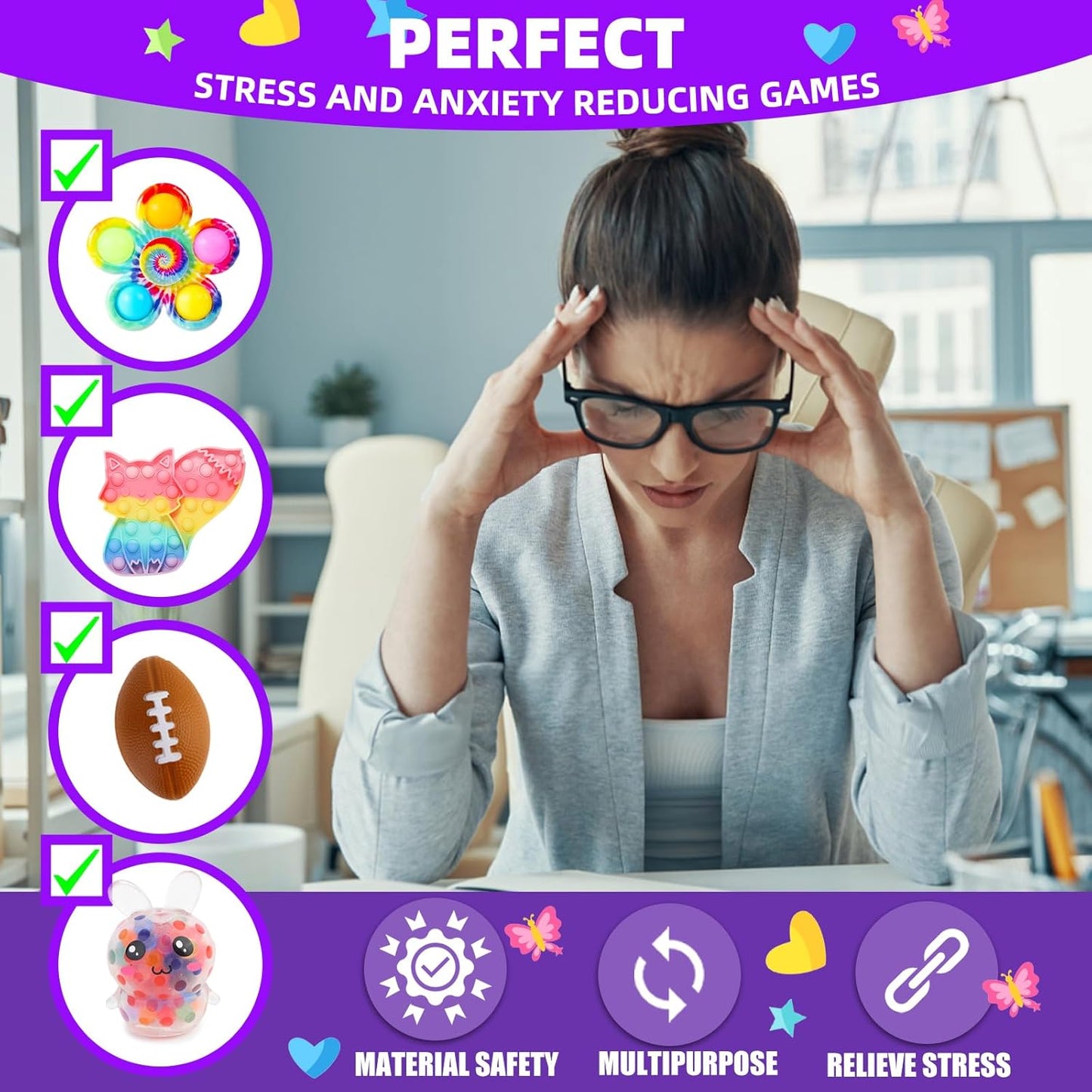 1000Pcs Fidget Toys Pack, Bulk Party Favors for Kids, Stocking Stuffers, Treasure Box Chest, Birthday Party, Classroom Carnival Prizes, Pinata Stuffers, Goodie Bag Stuffers, Stress Relief, Sensory Toy