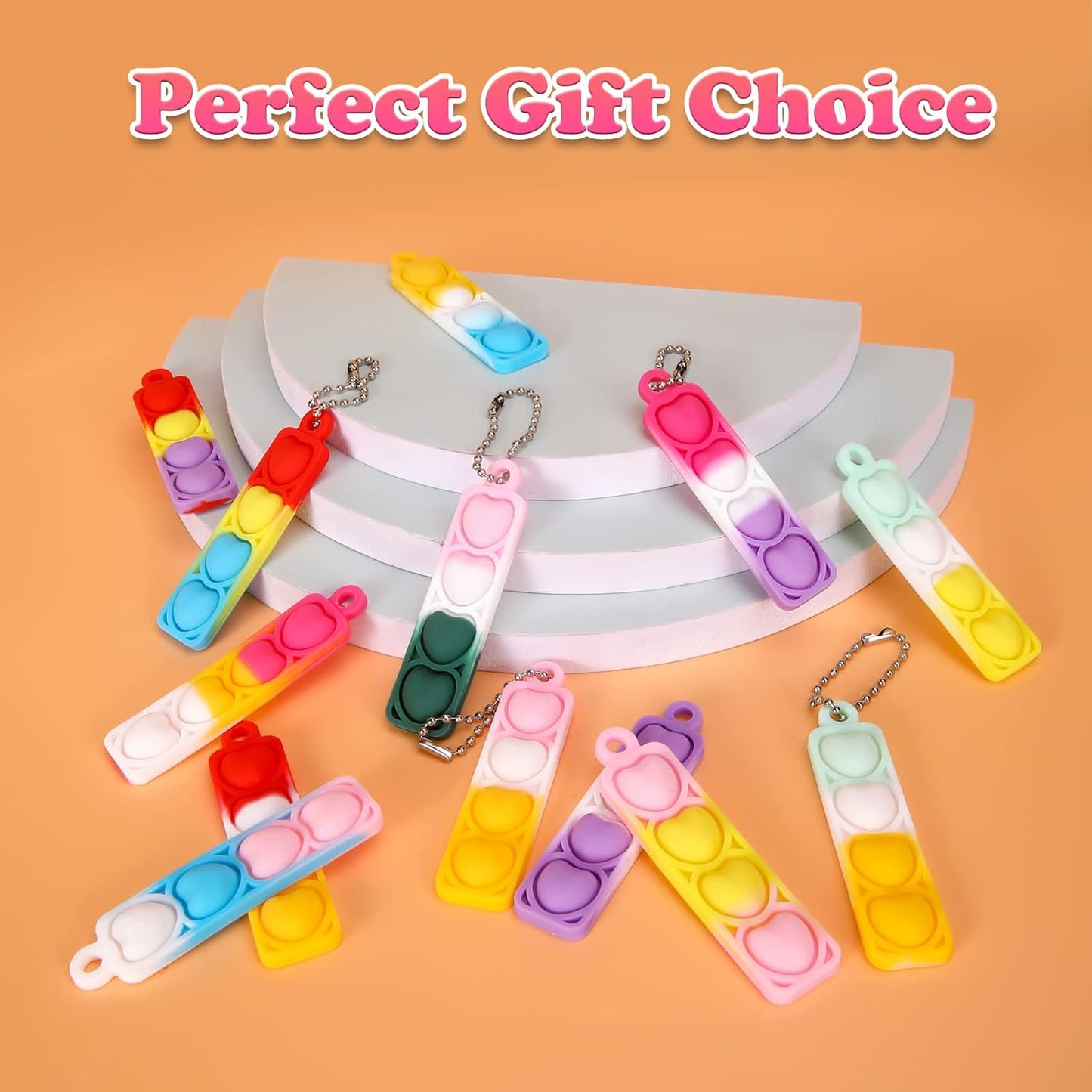 100Pcs Mini Pop Fidget Toys Bulk Party Favors for Kids Pop Keychain Sensory Toys Bag Fillers Pop Toddler Carnival Treasure Easter Classroom Prizes Stress Reliever Anti-Anxiety Toy for Boy Girl
