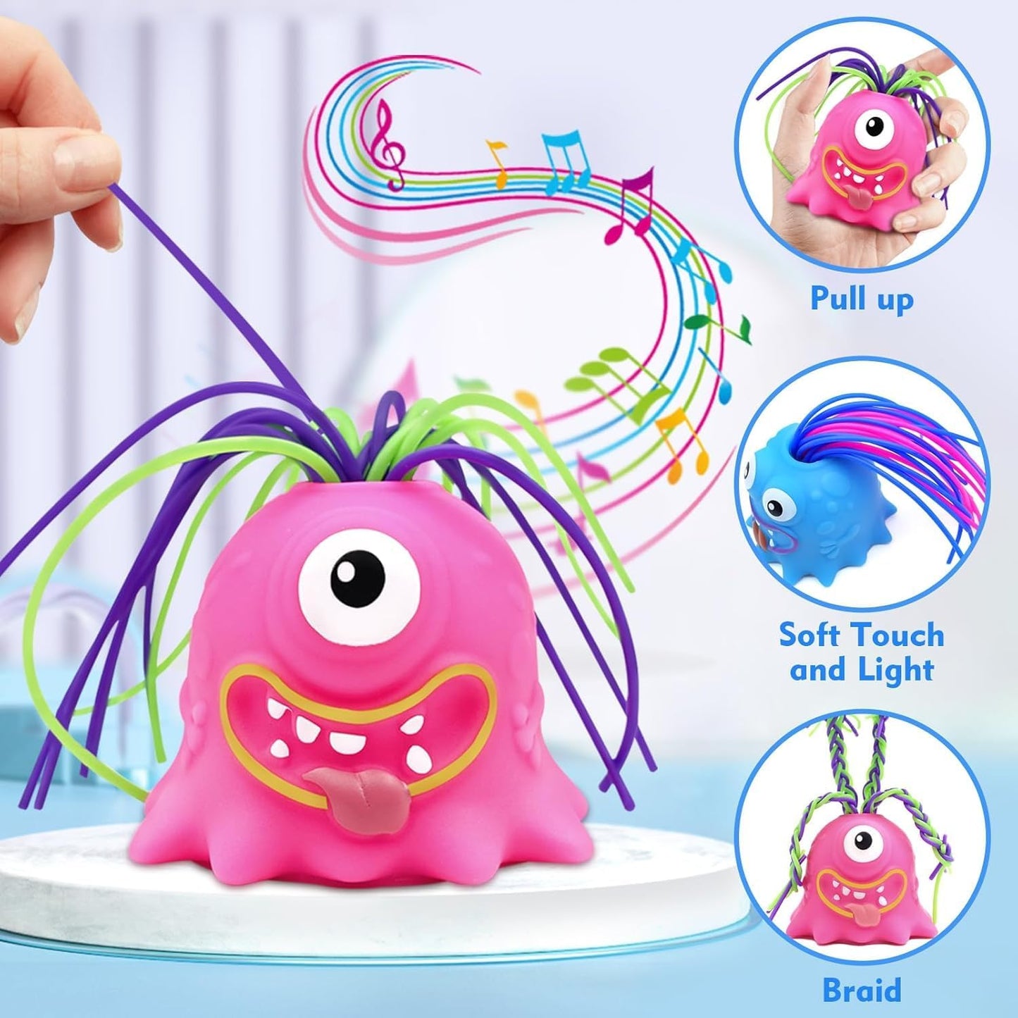 2 Pcs Sensory Toys with Autism,Stress Relief and Novelty Fidgets Toys,Different Screams Made by Hair Pulling, Hair Pulling Fidget Screaming Monster Toys for Kids Teens Adult Boys Girls