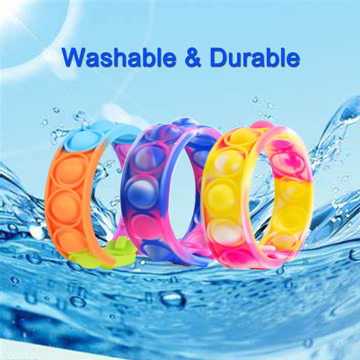 120 Pcs Pop Bracelet Bubble Fidget Toys for Party Favors, Hand Finger Silicone Wristband Bulk for Student Classroom Prizes, Goodie Bag Fillers Stuffers Birthday Christmas Valentine Gifts for Kid