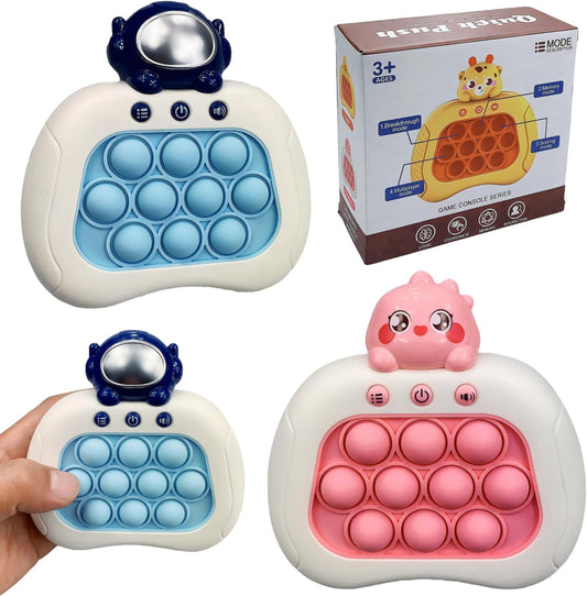 2024 New Speed Push Handheld Game Machine 2Pc-Fidget Console,Music Whack A Mole Stress Relief Fidget Toys,Squeeze Poppet Sensory Push Pop Bubble Toy,Quick Push Light Up Pop Game for Adults/Kids (TKR)