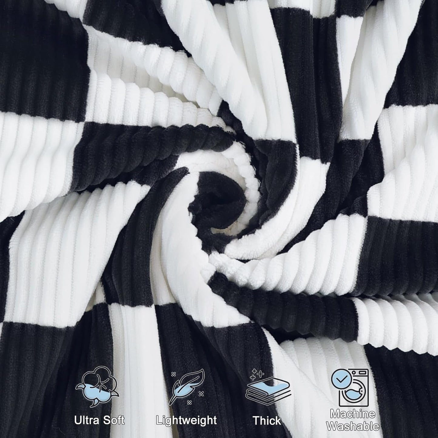 HOMRITAR Black and White Baby Blanket for Boys Ultra Soft Warm Lightweight Toddler Blanket with High Contrast Checkered, 3D Double Layer Fleece for Newborn Visual Touch Sensory 30x40 Inch