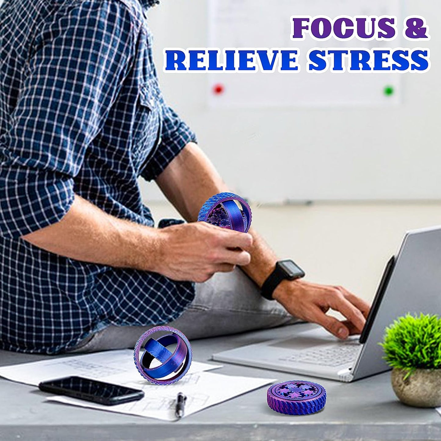 2-Pack 3D Printed Fidget Spinners for Kids & Adults - Stress Relief Toys for ADHD, Anxiety & Sensory Needs | Quiet Office Desk Toy & Party Favors - Birthday Goodie Bag Fillers for Kids