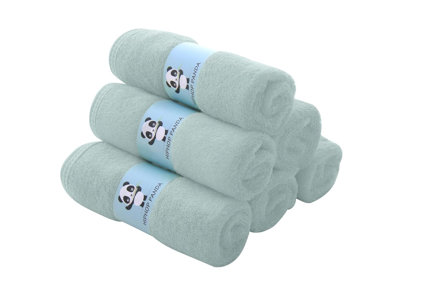 HIPHOP PANDA Baby Washcloths, Rayon Made from Bamboo - 2 Layer Ultra Soft Absorbent Newborn Bath Face Towel - Reusable Baby Wipes for Delicate Skin - Green, 30 Pack