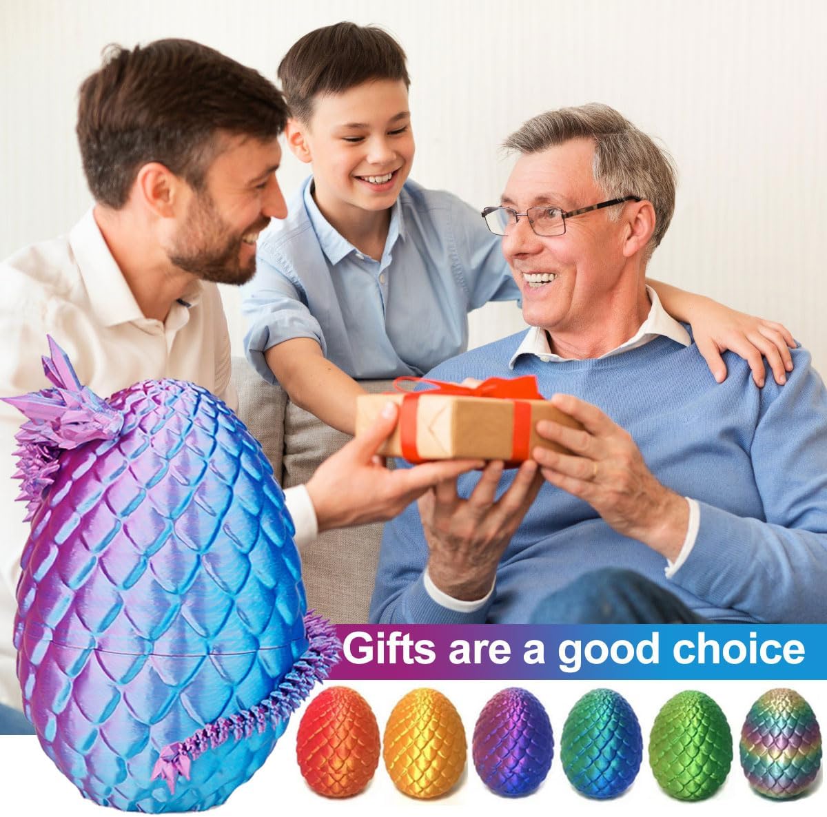 3D Printed Dragon Egg,Crystal Dragon Egg Fidget Toys,Flexible Joints Full Articulated Dragon with Egg,Executive Desk Toys for ADHD, Autism, Relief Anxiety