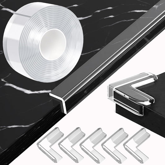 1.18 in x 16.4 FT,Clear Edge Corner Protector Baby Proofing with 6 Corners,Self Adhesive Protective Bumper Guards for Cabinet Door Desk Glass Table Bed Furniture,Kitchen Countertop