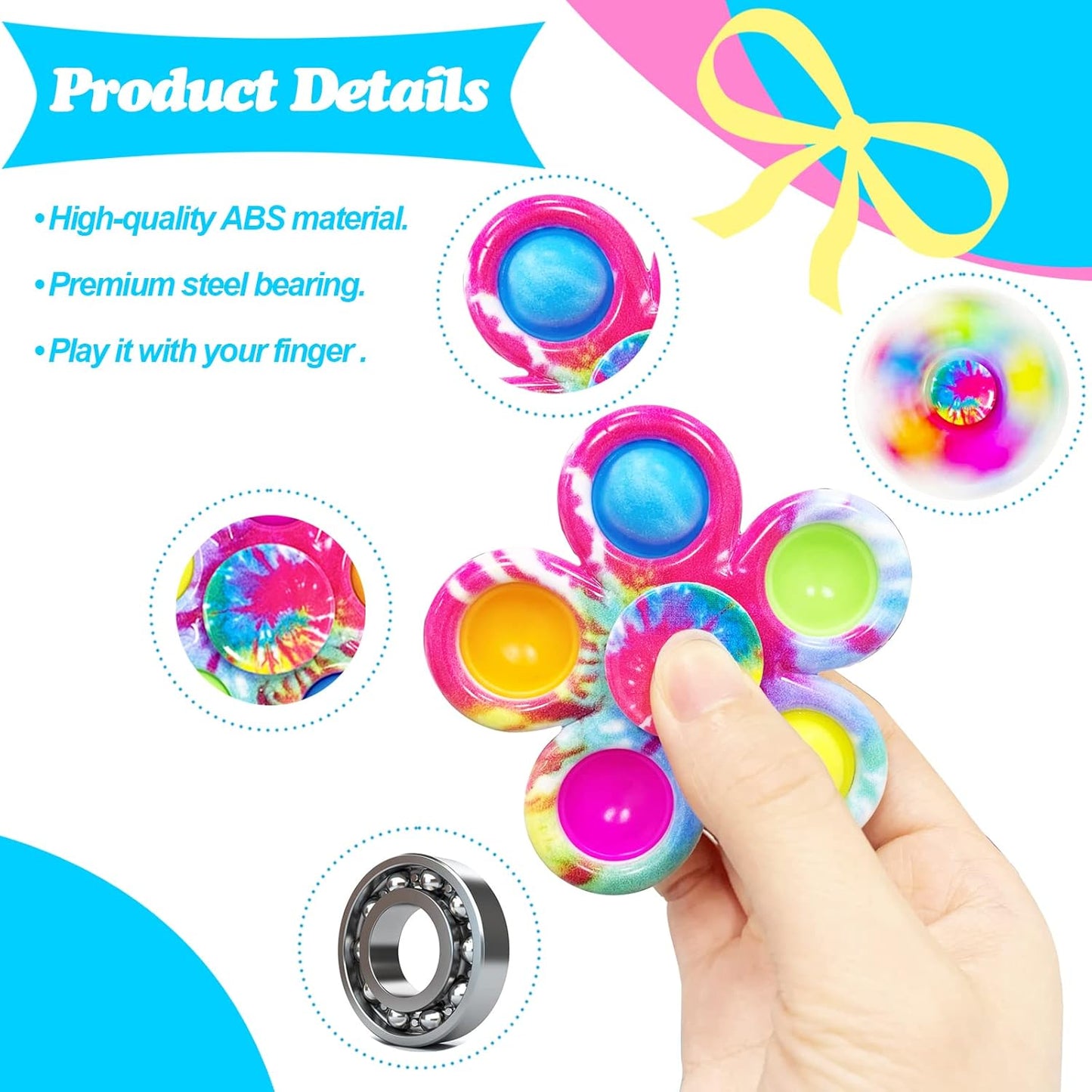 30 Fidget Spinners Toys, Party Favors Gifts for Kid,Pop Fidget Spinner Pack Bulk, Little Sensory Fidget Toys Pack, Classroom Prizes for Girls Boys Students