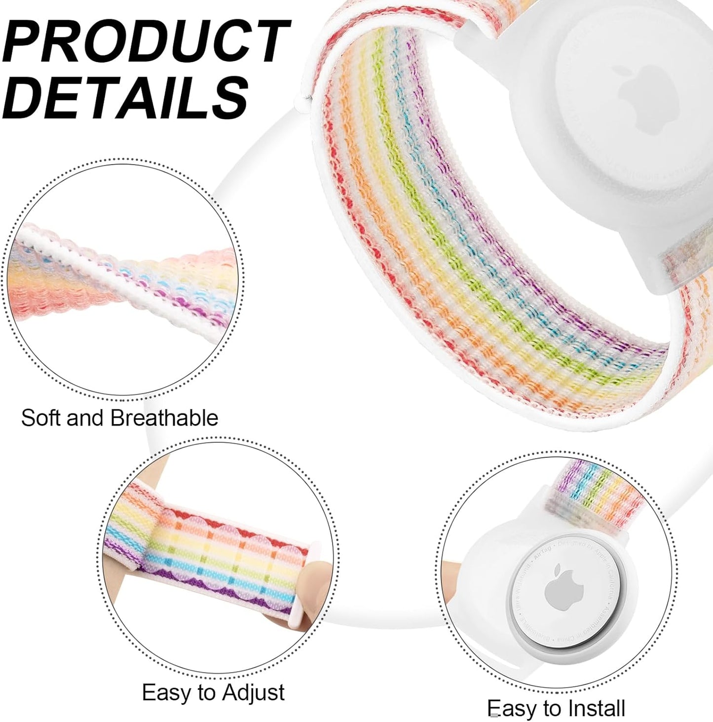 Vancle Kids Wristband for Apple AirTag, Protective Case for Air Tag GPS Tracker Holder with Nylon Bracelet, Adjustable Anti Lost Watch Band for Toddler Baby Children Elders