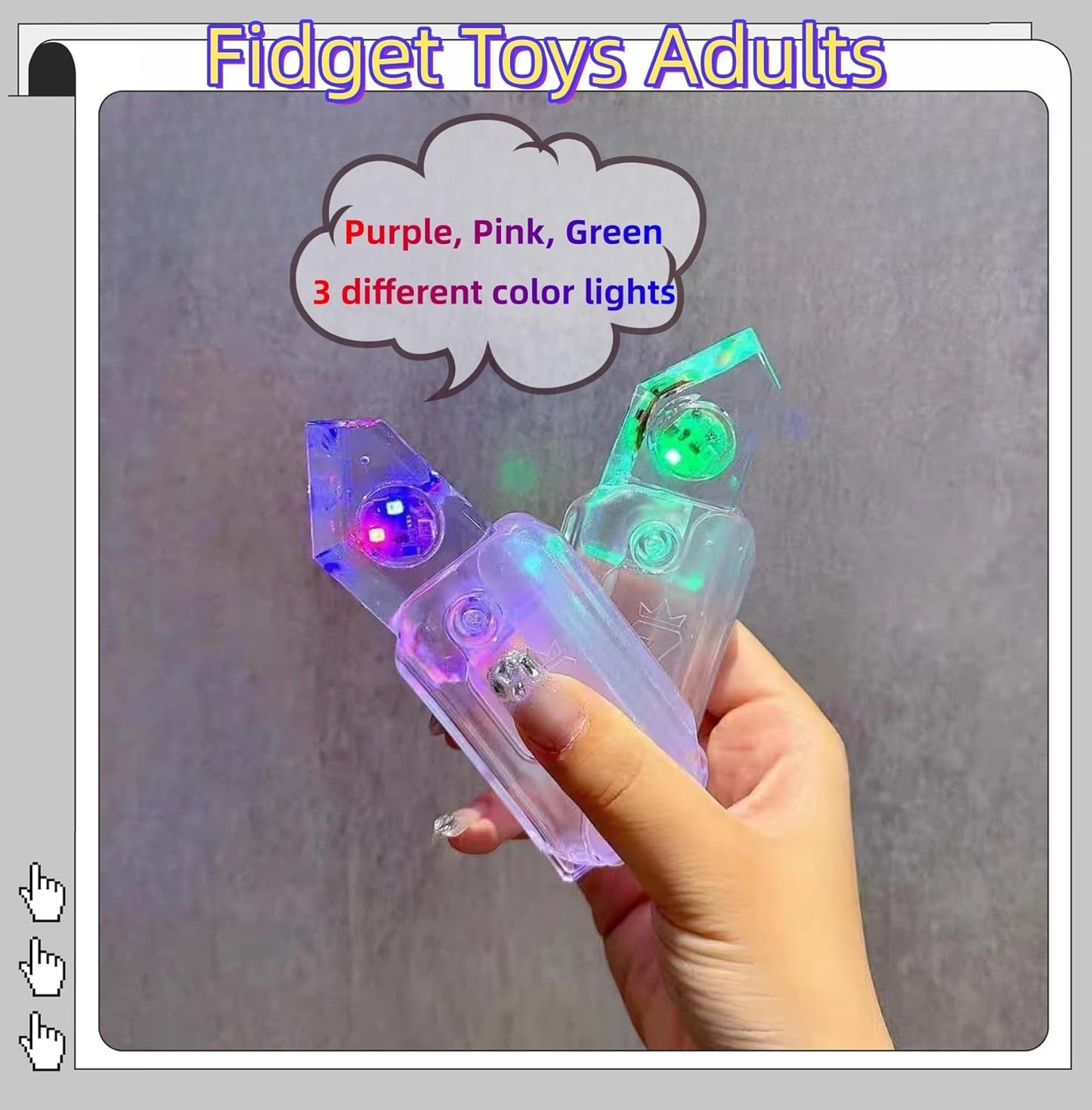 2023 New Multicolored Flash Toy Gravity Knife,Light Up Turnip Knife,Carrot Fidget Toys Adults, Funny 3D Printed Toys,Anxiety Stress Relief Toy,Perfect for Autism and Add (Multicolored Flash)