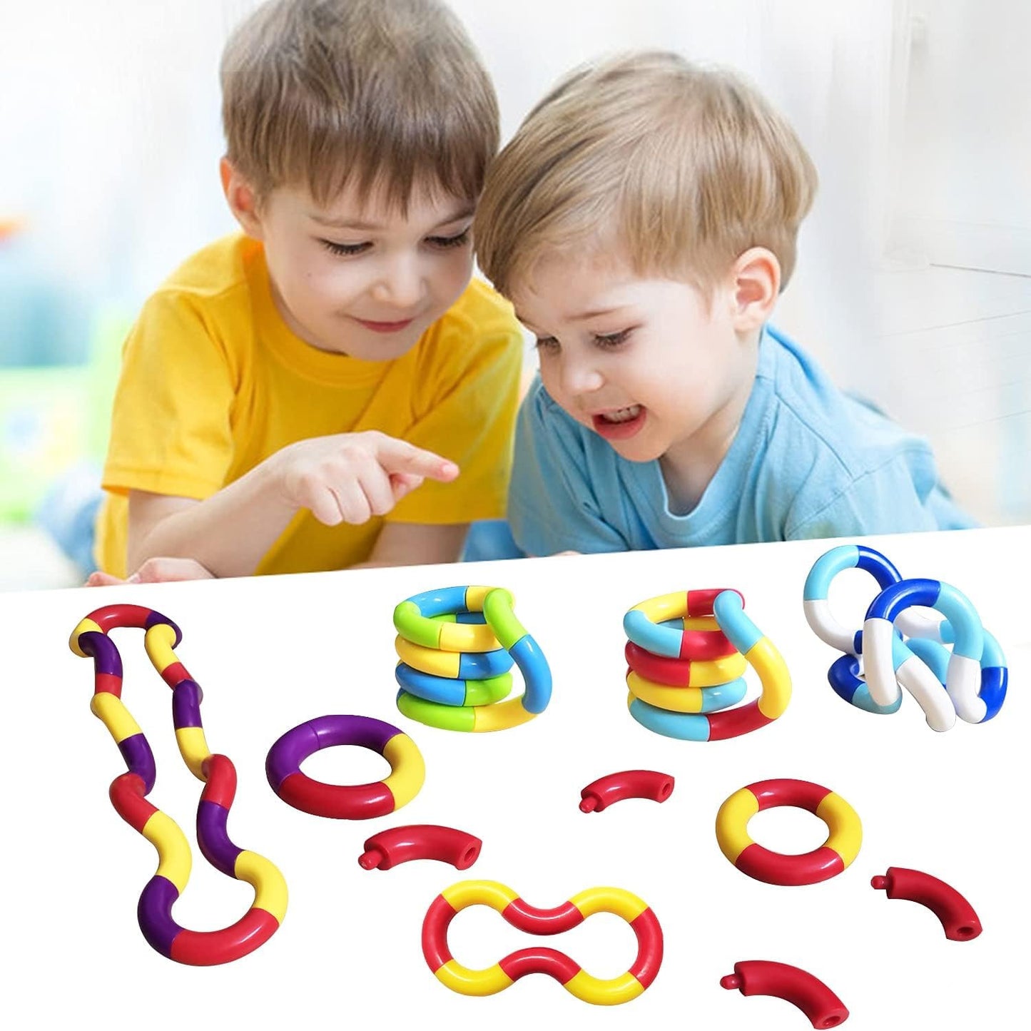 30 PCS Tangles Quiet Fidgets Toys,Multicolor Fidget Toys for Adults,Kids-Sensory Items for Relaxation,Autism,Decompression-Squeeze, Twist, Chain Spinner Alternative Gift