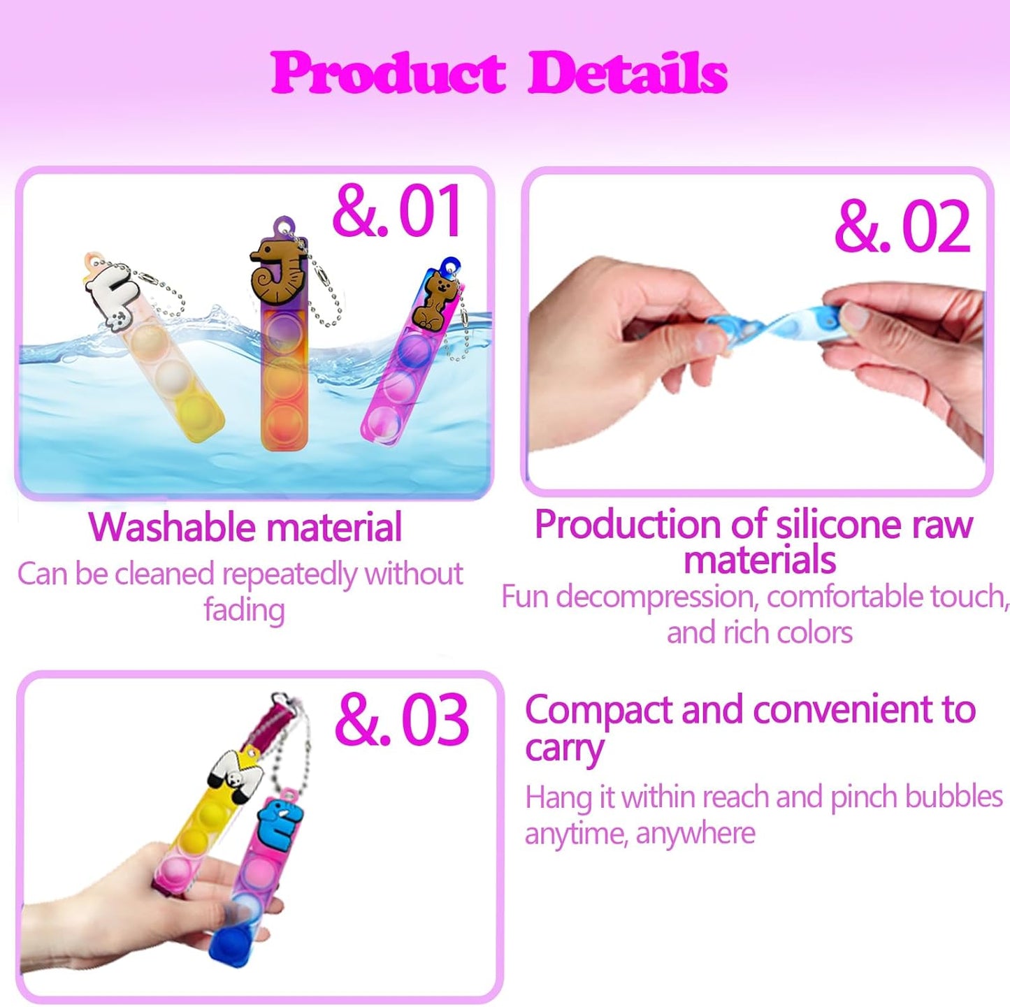 26 Pcs Mini Keychain Pop Fidget Toys for Kids, Birthday Party Favors for 3-5, 4-8, 8-12, Bulk Sensory Toys for Classroom Prizes, Party Supplies for Pinata Stuffers, Carnival Prizes (Letter)