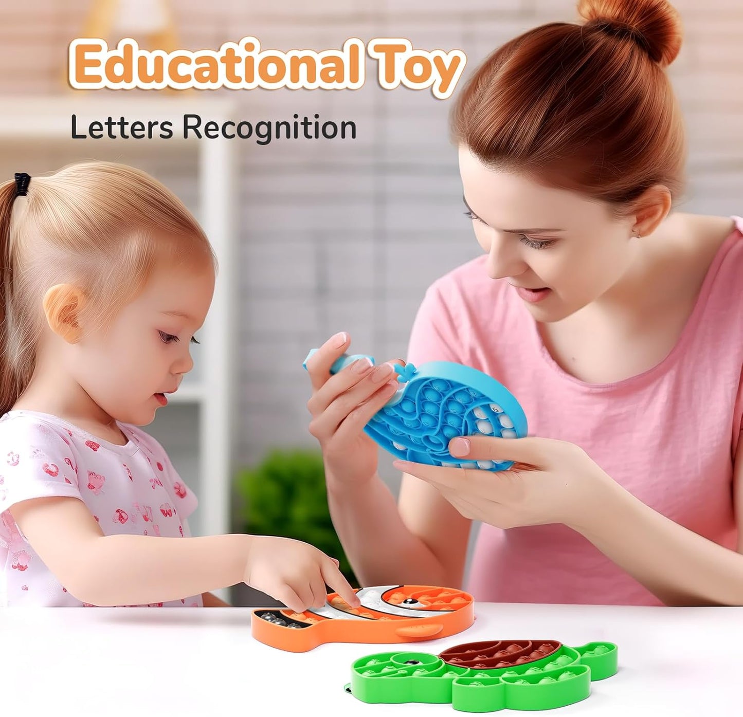 3 Pack Sensory Fidget Poppers Push Bubble Toy, Silicone Squeeze Autism Anxiety Stress Relief Educational Popping Toys for Kids Adults - Clown Fish, Whale, Turtle