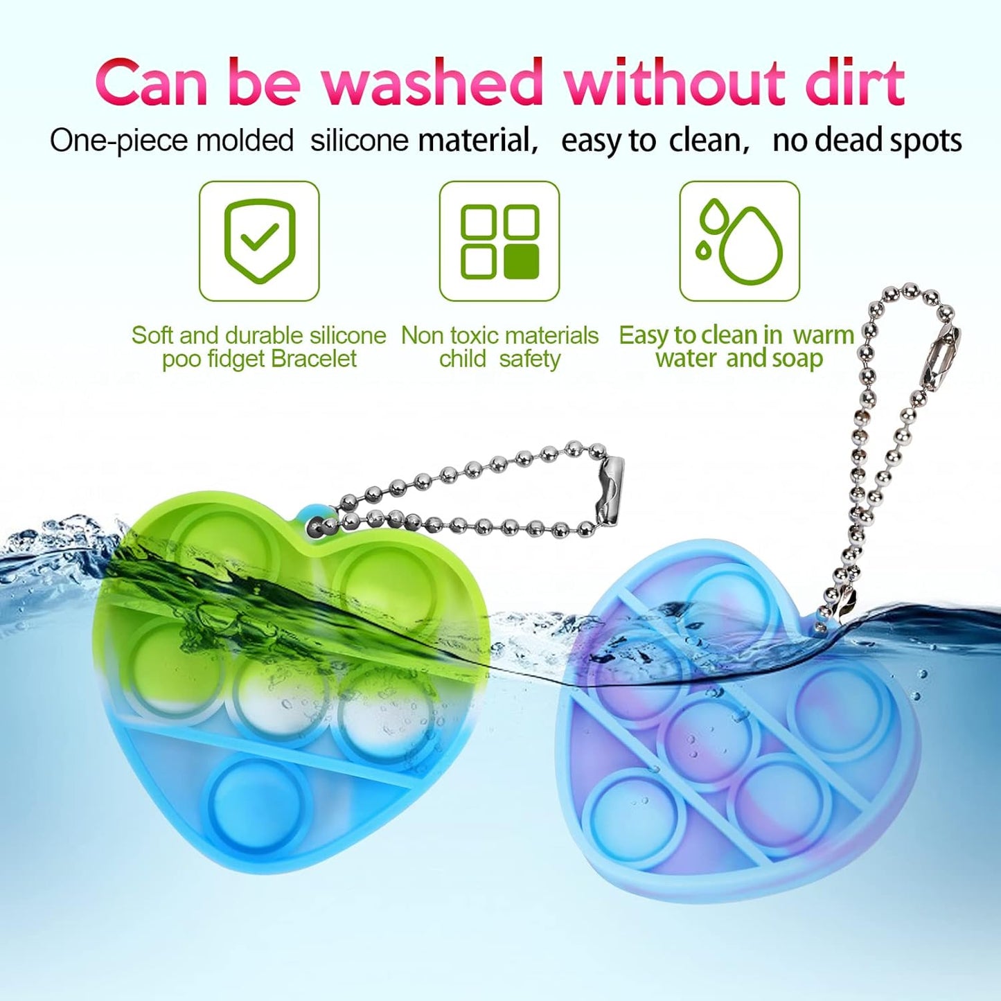 36PCS Mini Heart Pop Fidget Toys Pack Party Favors, Pop Bubble Fidget Bulk Sensory Toys, Pop Keychain Bubble Pop Toy Party Bag Fillers for Kids, Wrap Pop Stress Reliever Anti-Anxiety