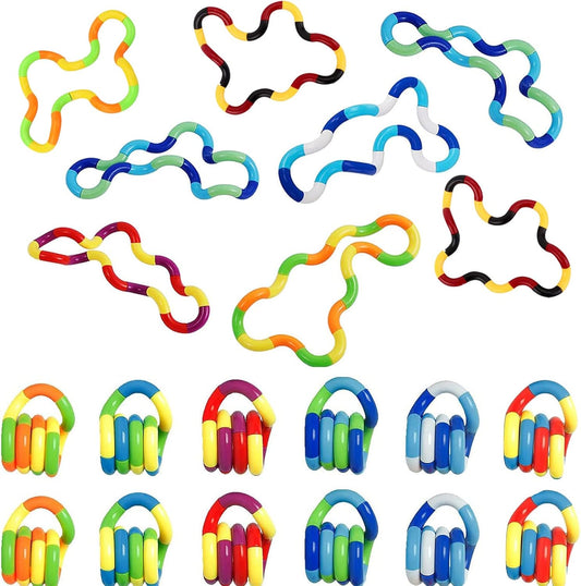 20 PCS Multicolored Quiet Fidgets Toys for Unique Fidget Experience, Anti Anxiety Sensory Toys Combine into New Shapes, Brain Imagination Tools, Relax Therapy Educational Toy for Kids Boys Adults