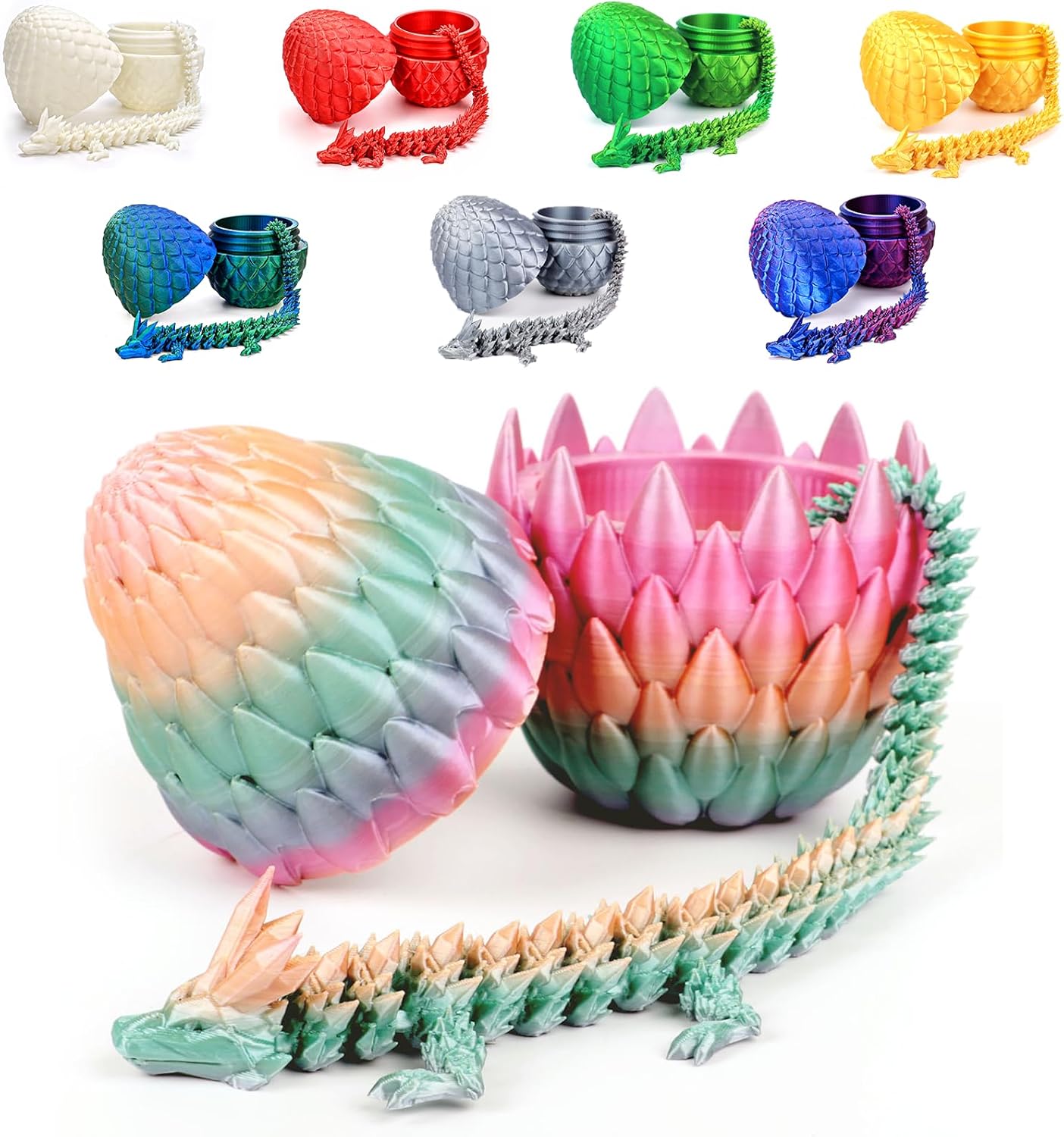 12inch Dragon Egg, Year of The Dragon, 3D Printed Dragon, Executive Desk Toys, Articulated Dragon, Fidget Toys Gifts for Graduates Students Teachers Adults (Candy)