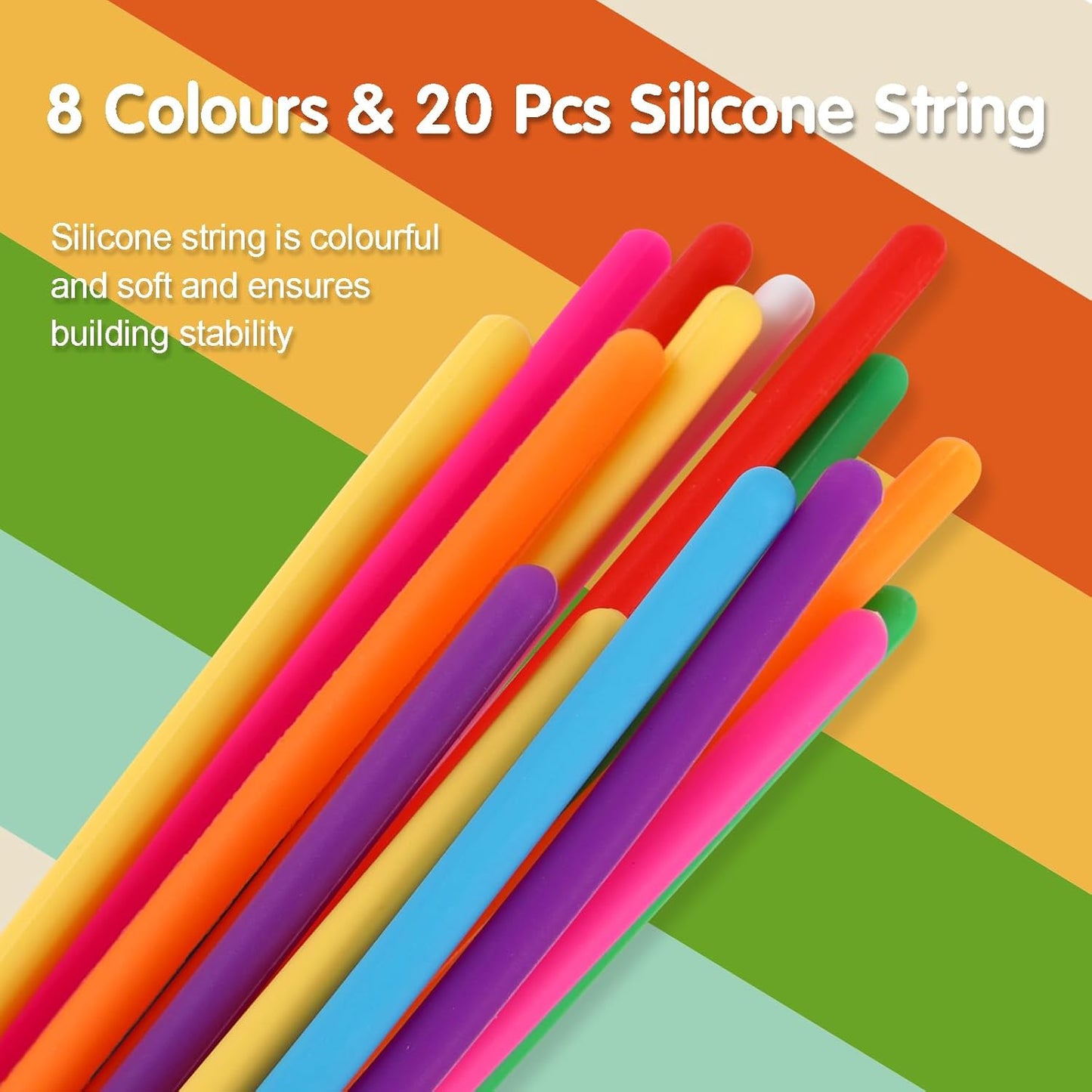 2psc Fidget Toys Sensory Activity Board with 20 Strings, Silicone Sensory Toys for ADHD Autism Stress Relief, Educational Learning Toys for Kids 3+ Years Old, Yellow & Green