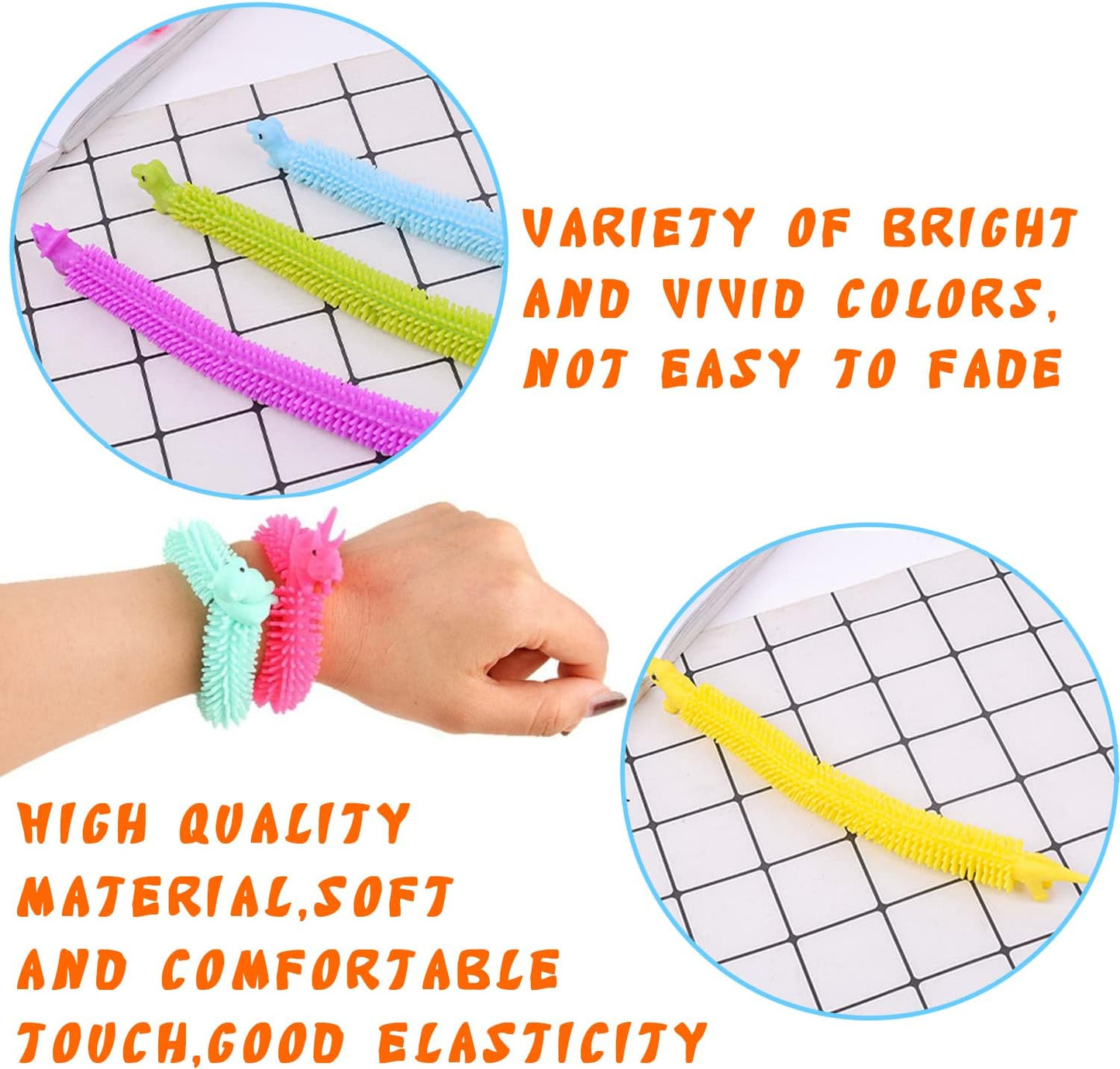 20 Pack Stretchy String Fidget Toys,Dinosaur Sensory Noodle Strings,Textured Stretchy String for Kids Adults Stress Relief,Party Favors,Christmas Stocking Stuffers