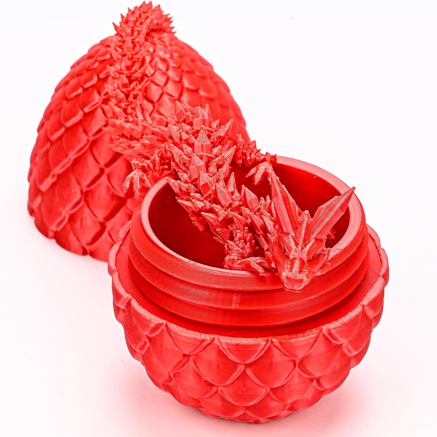 12inch Dragon Egg, Year of The Dragon, 3D Printed Dragon, Executive Desk Toys, Articulated Dragon, Fidget Toys Gifts for Graduates Students Teachers Adults (Red)