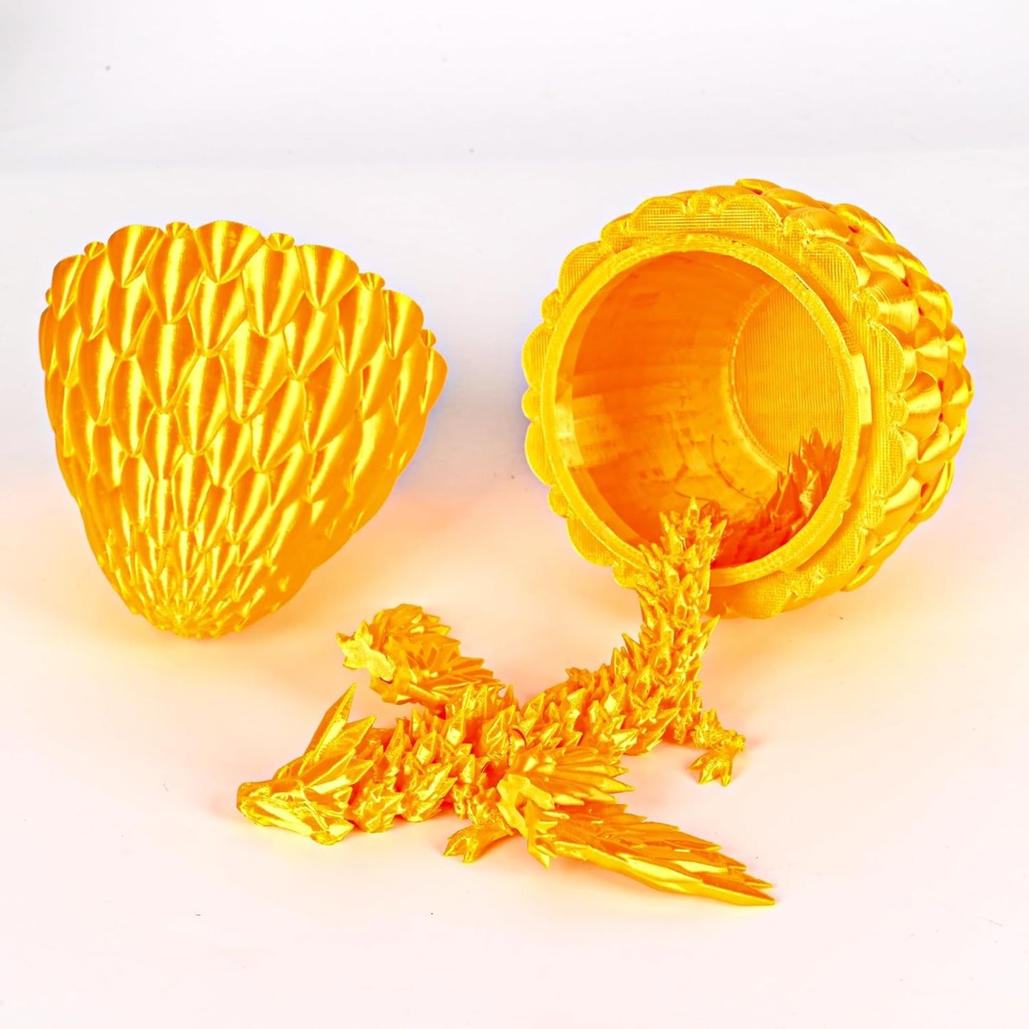 12inch Fly Dragon Egg, Year of The Dragon, 3D Printed Dragon, Executive Desk Toys, Articulated Dragon, Fidget Toys Gifts for Graduates Students Teachers Adults (Gold)