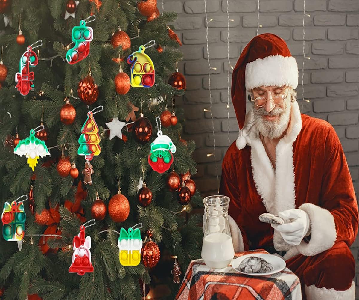 32Pcs Christmas Mini Pop Fidget Toy Pack for Kids Girls Boys Toddlers Christmas Stocking Stuffers Party Favors Gifts Stress Relief