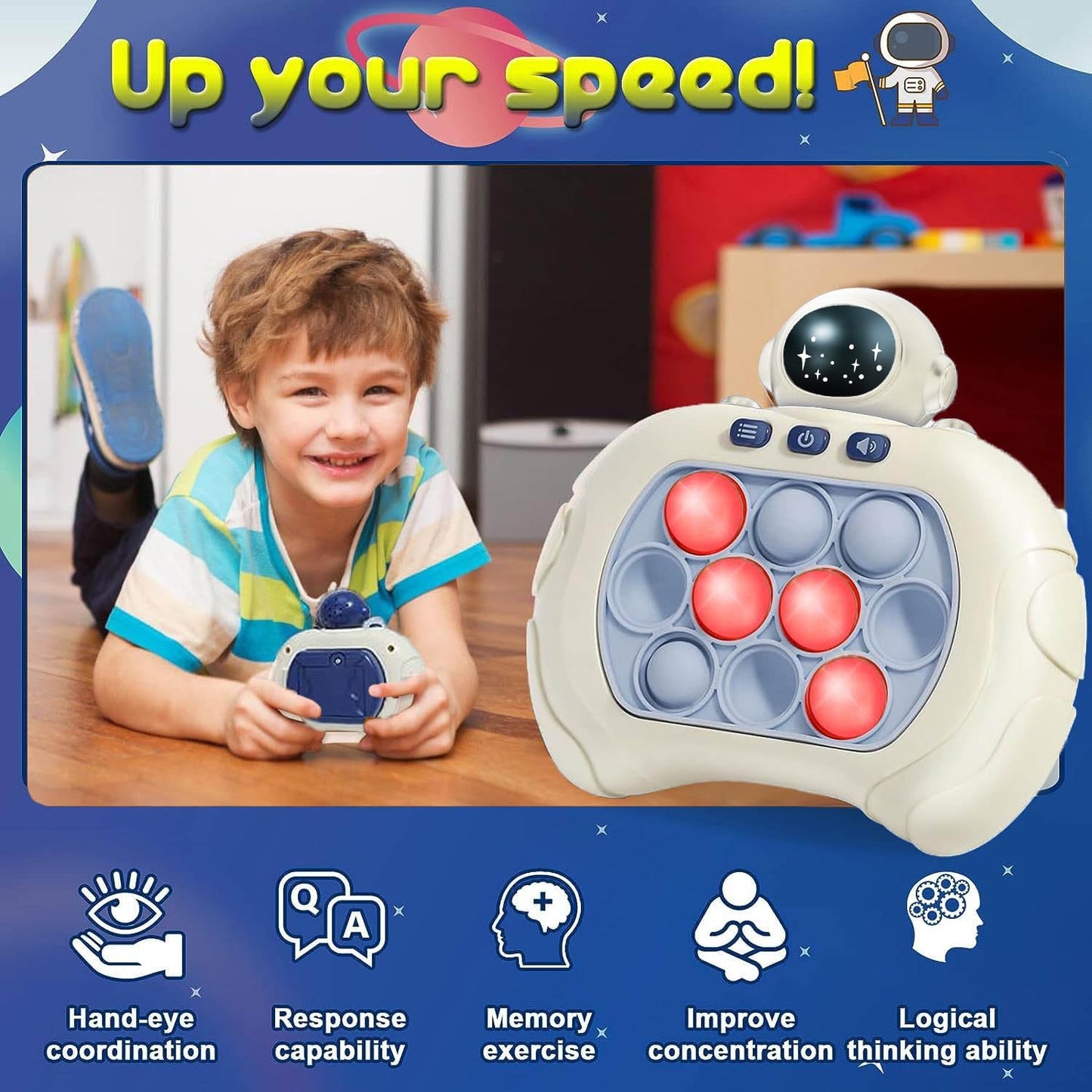 Handheld Game for Kids, Fast Push Game Fidget Toys Quick Press Bubble Game Console, Puzzle Game Machine, Light up Toys and Games Kids Toys for Ages 3-12, Birthday Gift for Boys Girls Back to School