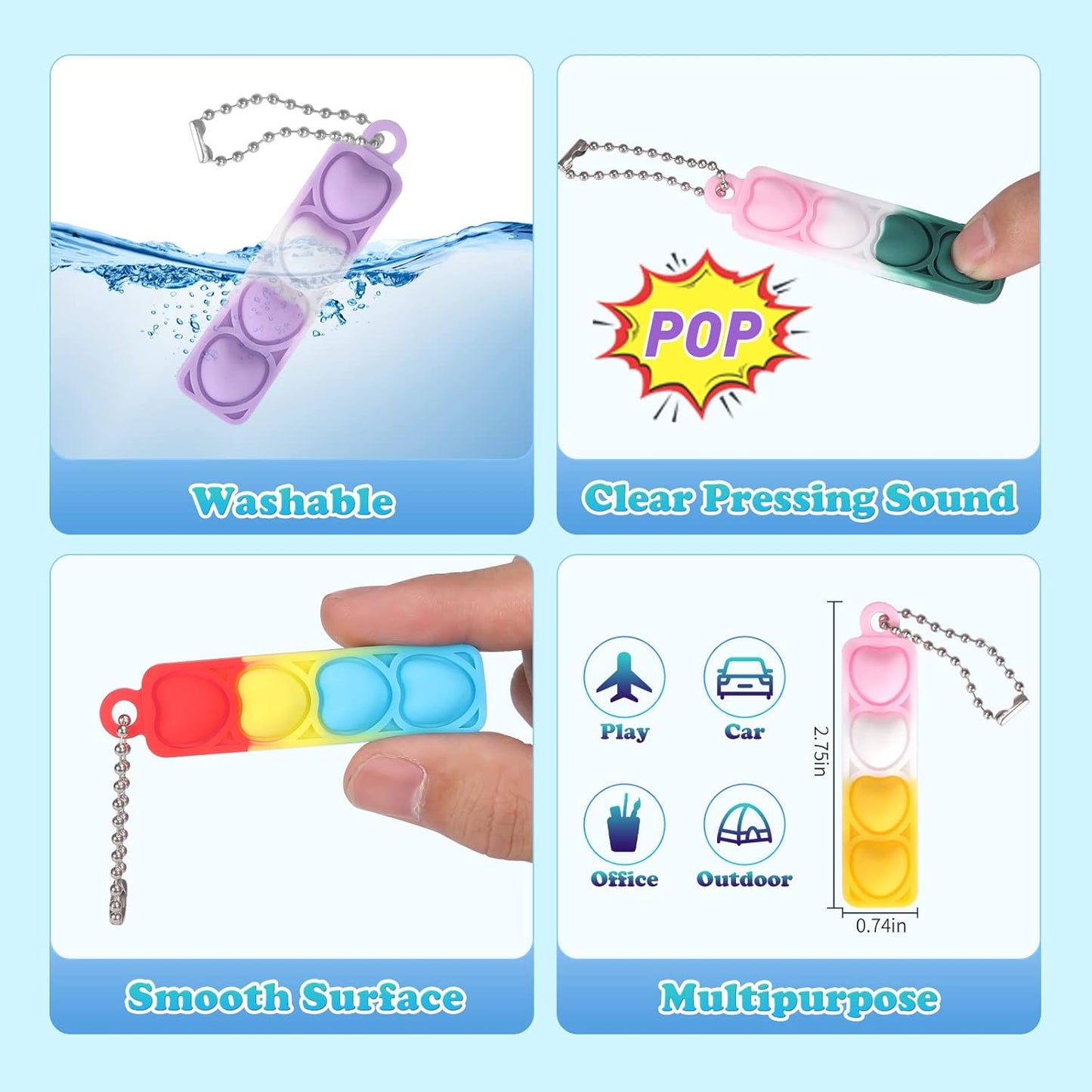 170Pcs Mini Pop Fidget Toys Bulk Party Favors for Kids Pop Keychain Sensory Toys Bag Fillers Pop Toddler Birthday Carnival Treasure Classroom Prizes Stress Reliever Anti-Anxiety Desk Toy for Boy Girl