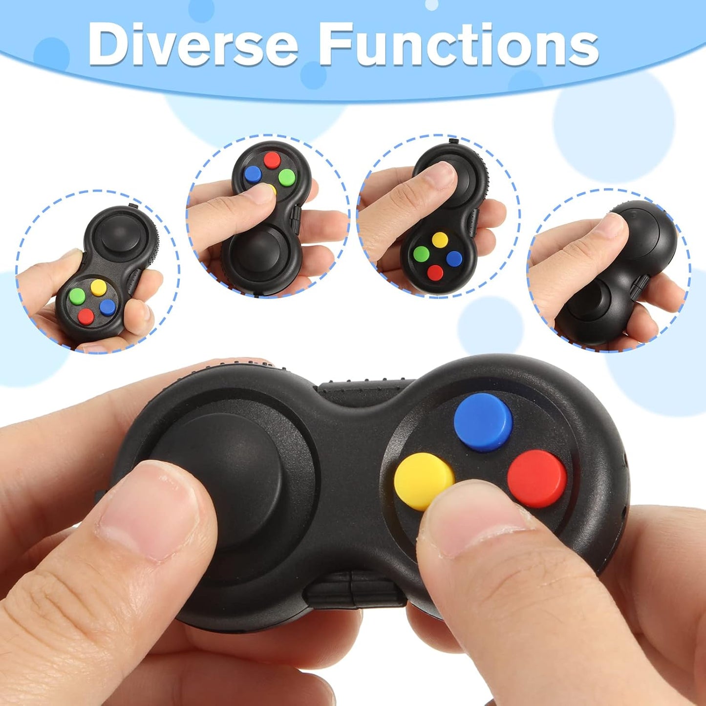 12 Pcs Pad Toys Game Controller Toys Retro Classic Handheld Fun Pad Packs Classic Sensory Toys for Kids Adult Anxiety and Stress Relief(Colorful)