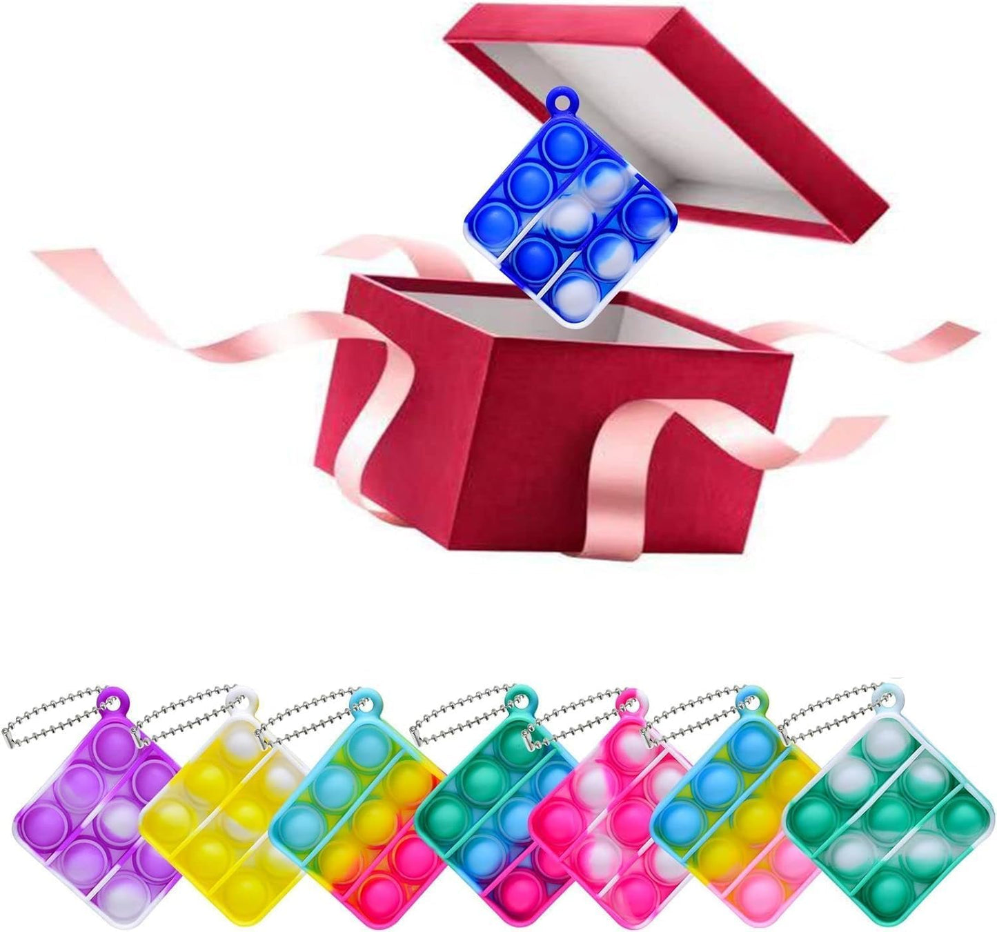 28 PCS Mini Pop Fidget Toys Pack Party Favors,Silicone Squeeze Pop Bubble Fidget Bulk Sensory Toys, Pop Keychain Bubble Toy Party Bag Fillers for Kids