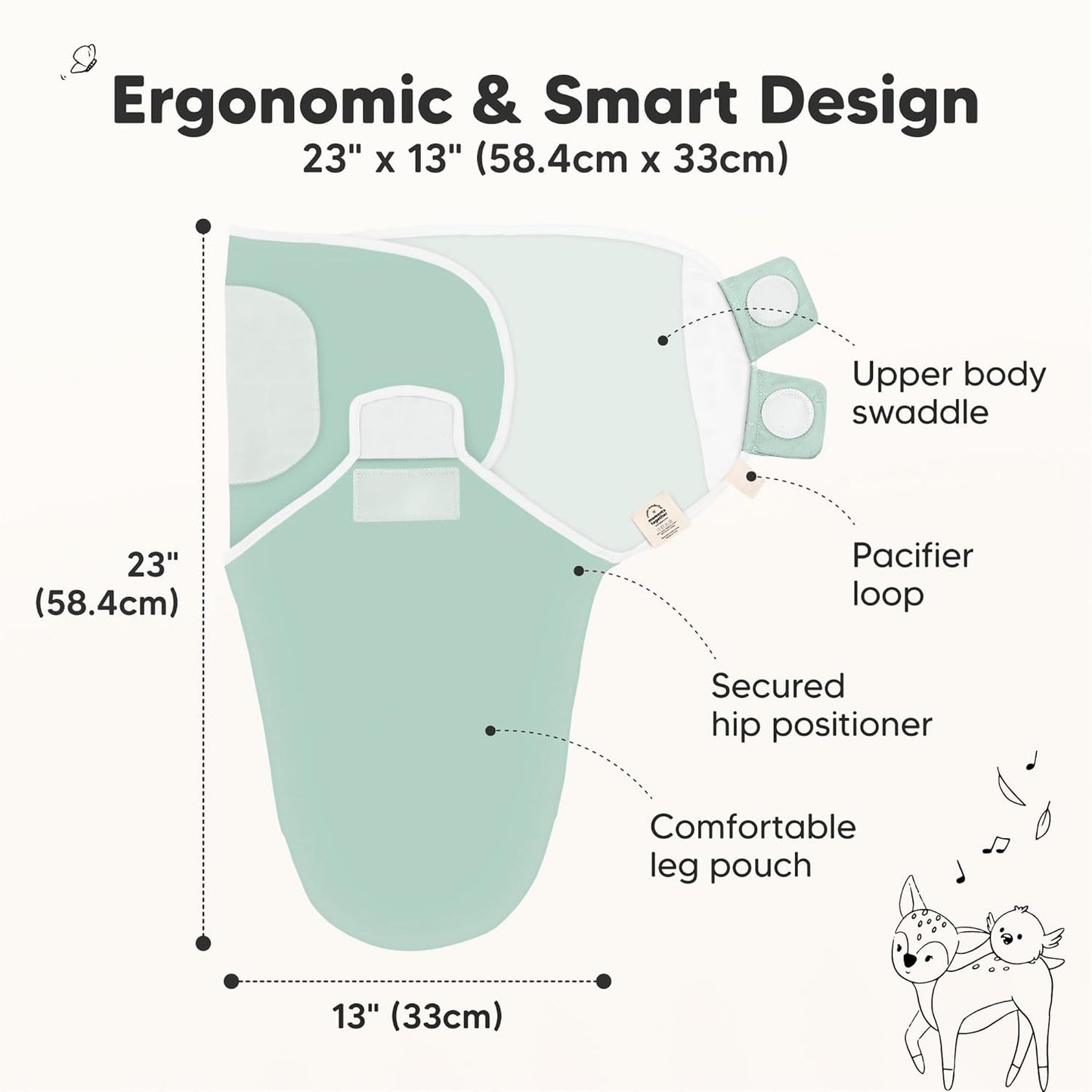 3-Pack Organic Baby Swaddle Sleep Sacks - Swaddles for Newborns, Infant 3-6 Months, Baby Girls, Boys, Soft & Snug Newborn Sleep Sack, Nursery Swaddling Blankets (Sage, L)