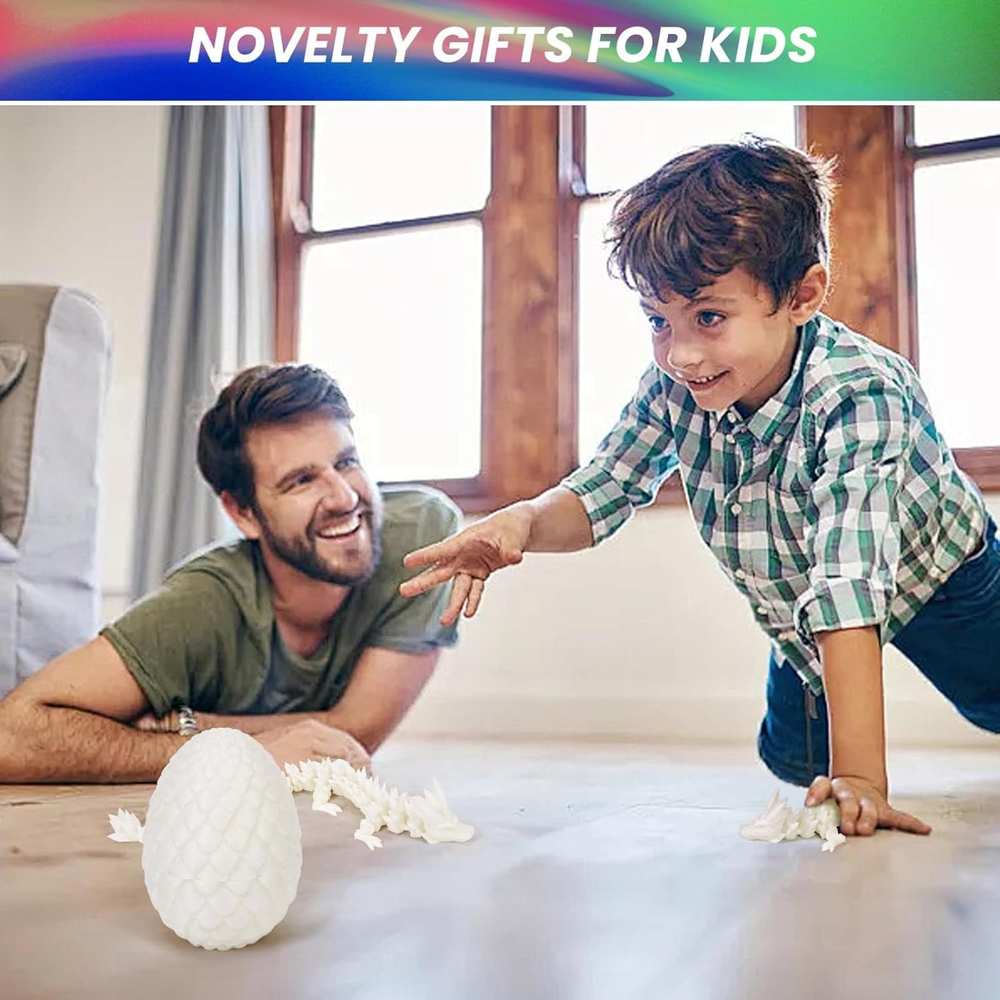 3D Printed Dragon Egg, Dragon Eggs with Dragon Inside, Crystal Articulated Dragon, Mystery Dragon Egg Fidget Toy, 3D Dragon Eggs Surprise Fidget Toy (Luminous Green)