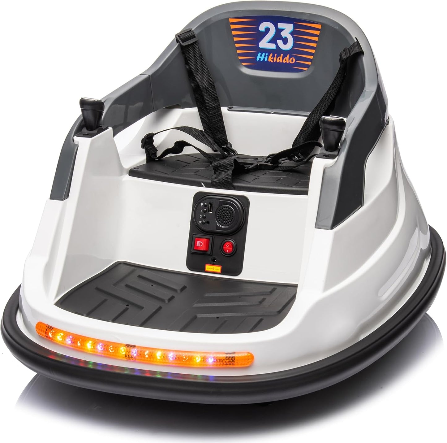 12V Kids Bumper Car, Electric Baby Bumper Car for Toddlers with Remote Control, 3 Speeds - White