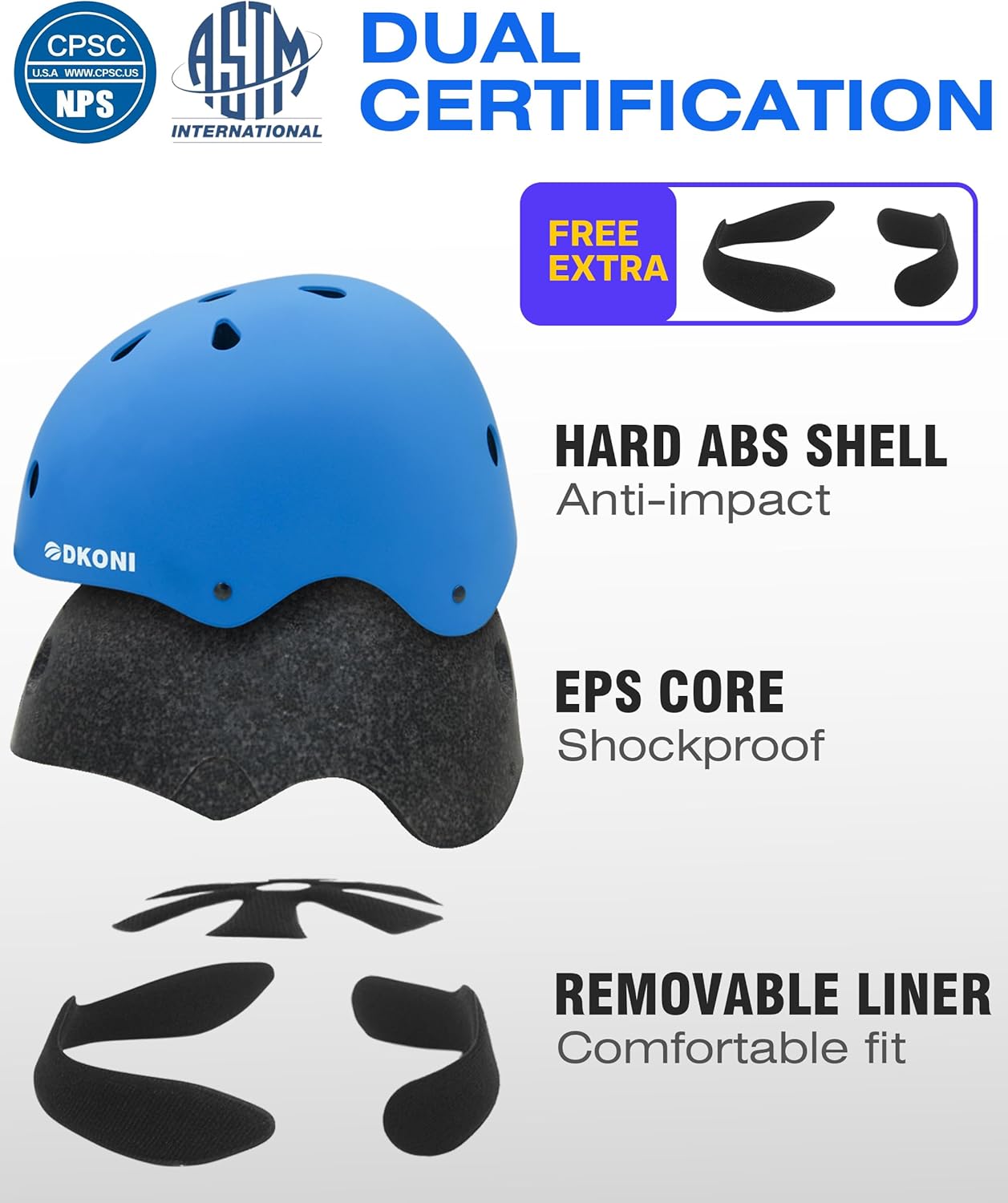 Kids Bike Helmet, Adjustable and Multi-Sport, from Toddler to Youth, 3 Sizes