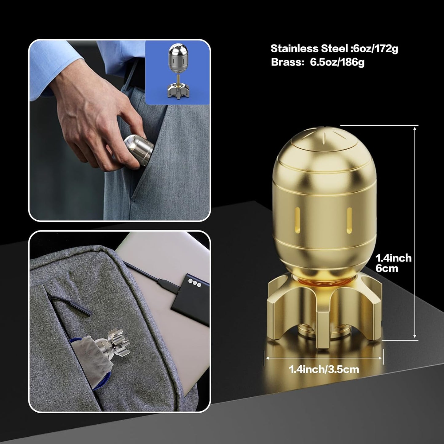 HengLiSam Metal Fidget Toys for Adults, EDC Atomic Bomb Fidget Desk Spinners, Clicker Haptic Adult Toy for Anxiety ADHD, Cool Office Gadgets Gift for Dad Teens, Fidgets Toy for Men and Kill Time