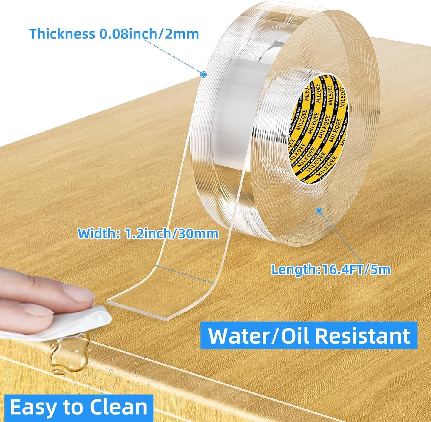 2Pack Clear Edge Protector Strip,1.18in x 16.4FT(32.8FT Total),Sharp Edge Wrap Cover Tape,Self Adhesive Protective Bumper Guards for Cabinet Door Desk Table Furniture,Kitchen Countertop,Waterproof