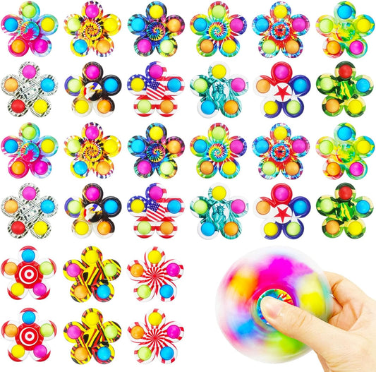 30 Fidget Spinners Toys, Party Favors Gifts for Kid,Pop Fidget Spinner Pack Bulk, Little Sensory Fidget Toys Pack, Classroom Prizes for Girls Boys Students