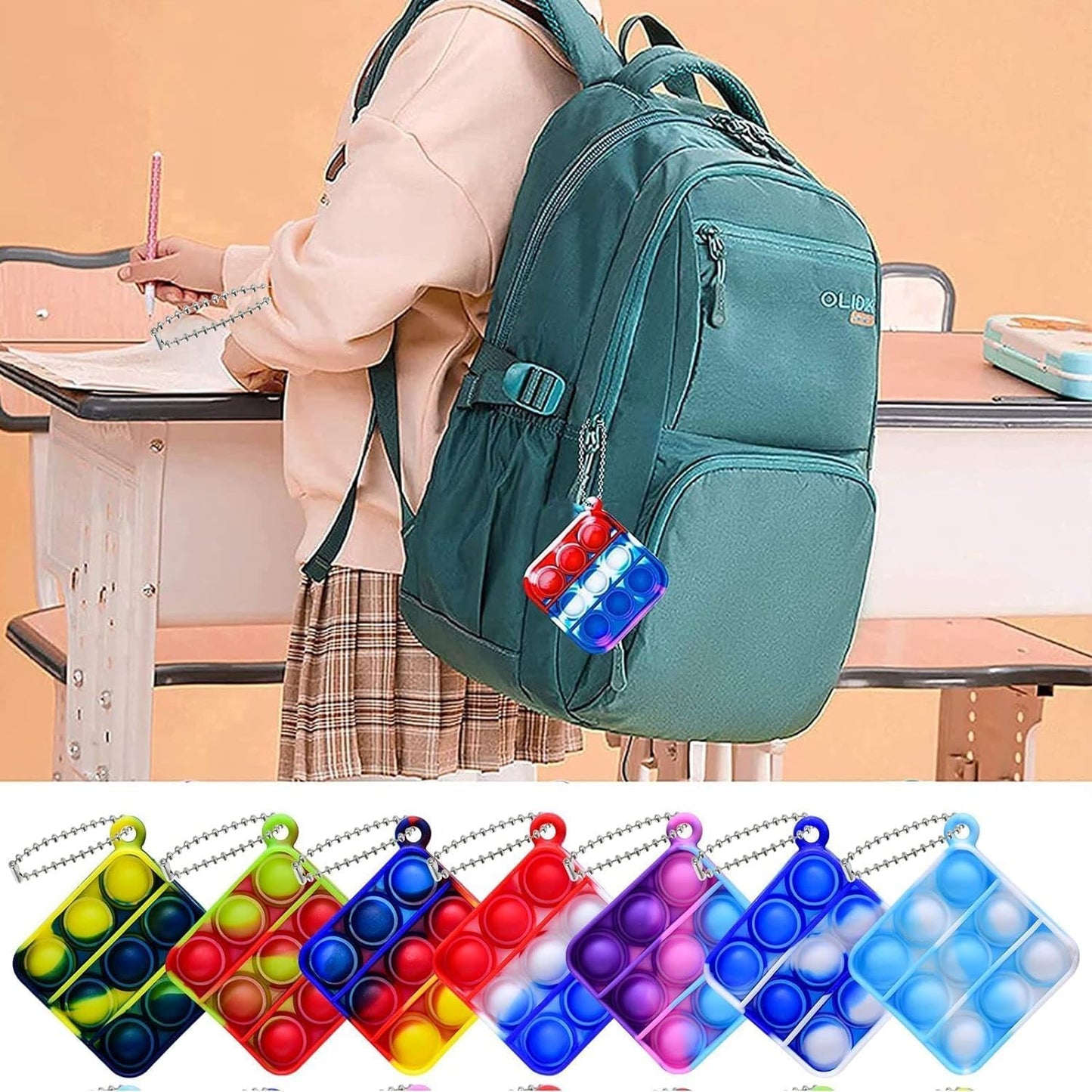 28 PCS Mini Pop Fidget Toys Pack Party Favors,Silicone Squeeze Pop Bubble Fidget Bulk Sensory Toys, Pop Keychain Bubble Toy Party Bag Fillers for Kids