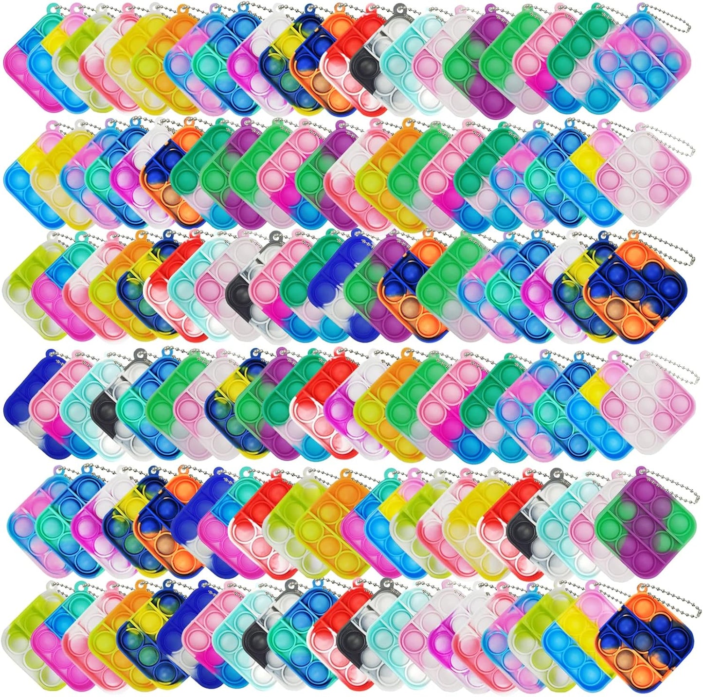 120 Pcs Mini Pop Bubble Fidget Toys for Party Favors, Small Silicone Pop Keychain Bulk for ClassroomC Prizes,Goodie Bag Stuffers Christmas Valentine Gifts for Kid Student