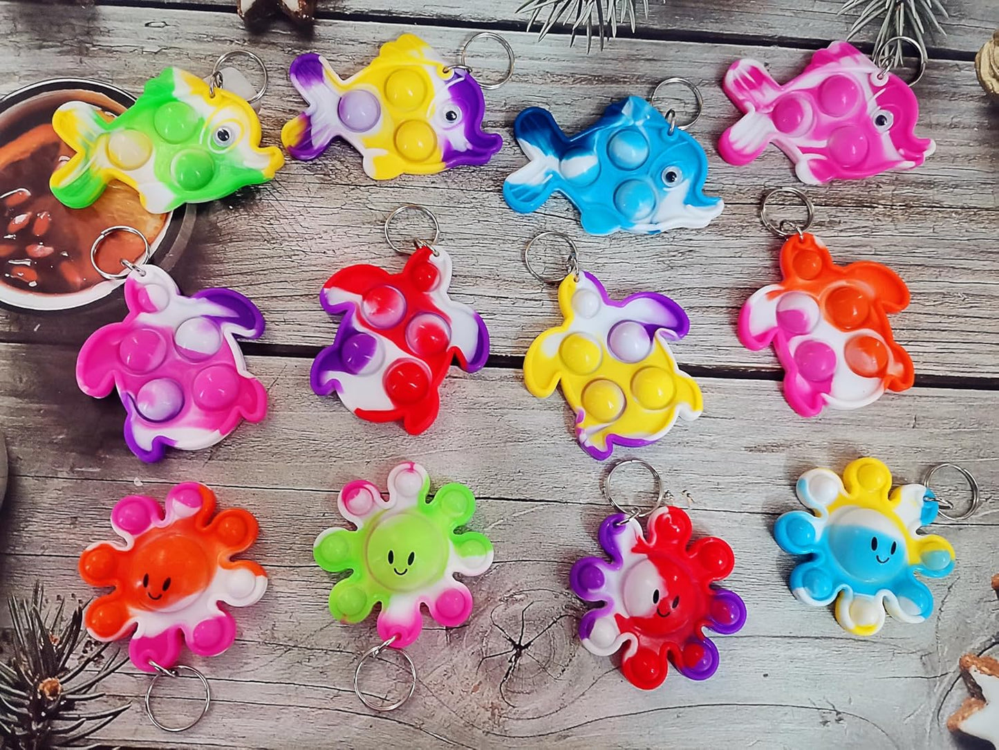 12 Packs Bulk Backpack Mini pop Keychain, for Boys and Girls Kids Birthday Party Favors Supplies Summer Students Gifts Prize