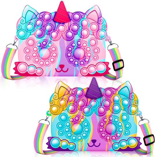 2 Pack Pocket Purse, Unicorn Toys Purse for Toddlers Girls Age 2 3 4-6 Year Old Birthday Gift Valentines Christmas Stocking Easter Basket Stuffers Stuff, Women Shoulder Bag Sensory Fidget Toys