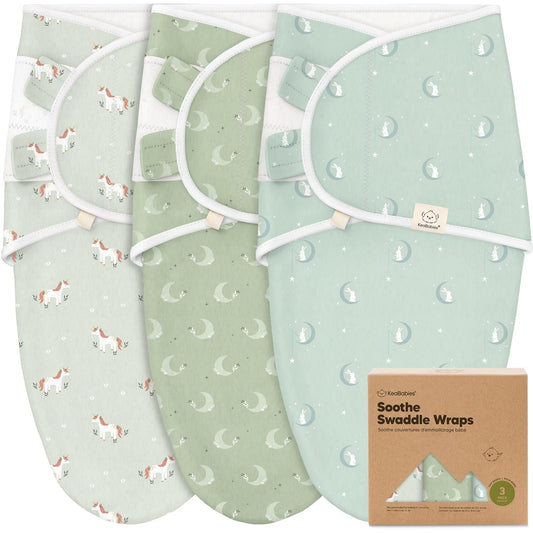 3-Pack Organic Baby Swaddle Sleep Sacks - Swaddles for Newborns, Infant 0-3 Months, Baby Girls, Boys, Soft & Snug Newborn Sleep Sack, Nursery Swaddling Blankets (Lunaris)