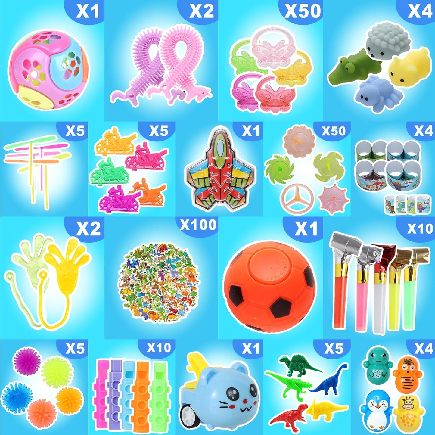 288 Pcs Fidgets Toys Pack, Kids Party Favors Stocking Stuffers Gifts, Bulk Toys for Carnival Treasure Classroom Prizes Box,Adults Stress Relief Sensory Toy,Autism Autistic Children ADHD