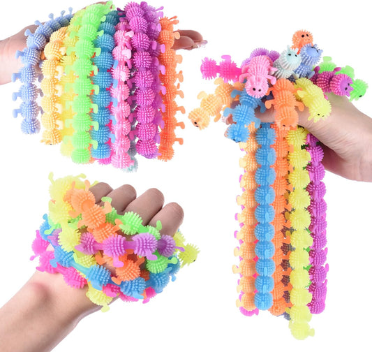 12 PCS Caterpillars Stretchy String Fidget Sensory Toys,Relaxing Toys for Kids and Adults,Relieve Anxiety Stress for Autistic Children,Goodie Bag Fillers(Worm Style)