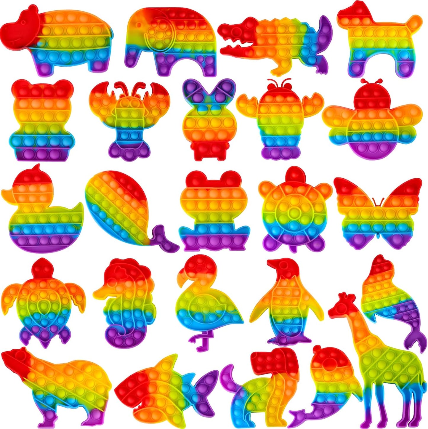 24 Packs Fidget Toys Bulk Gifts for Kids Adults , Classroom Boys Girls Sensory Bubble Set Carnival Pinata Prizes Bag, Desk Toy Party Favors Kit Game Ideas Gift Cute Animal