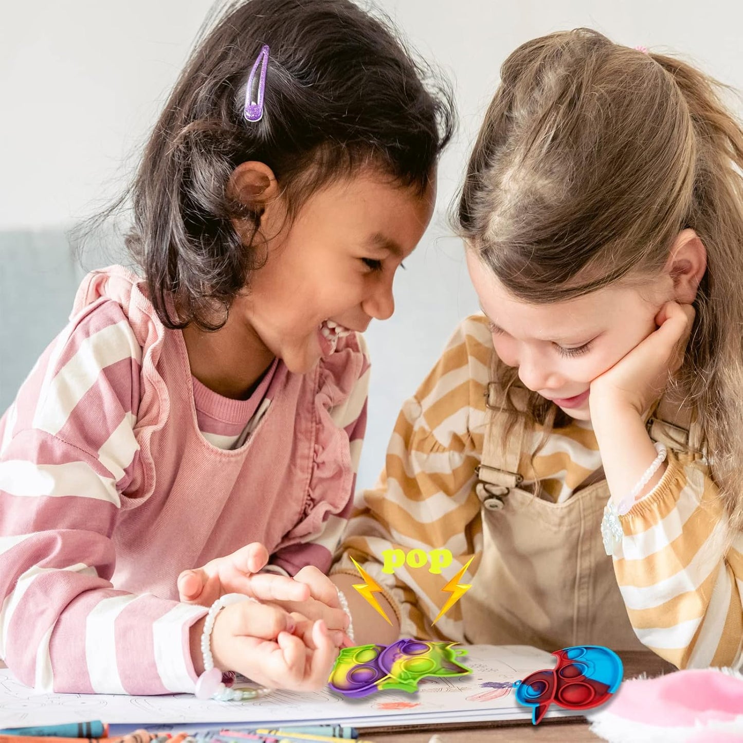 30 Pack Animal Mini Pop Fidget Toy, Keychain Bubble Popping Toy Packs, Simple Silicone Sensory Toys, Relieves Stress Toys for Kids Boys Girls Party Favors Decoration Classroom Reward