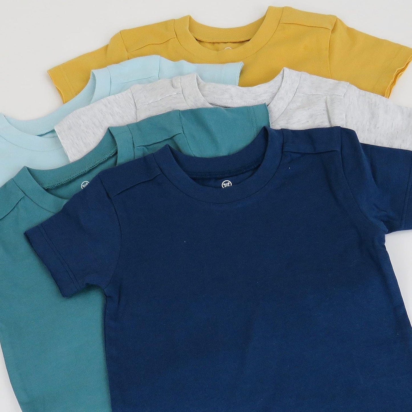 HonestBaby 5-Pack Short Sleeve T-Shirts 100% Organic Cotton Baby, Toddler, Little Kid, Boy, Girl, Unisex