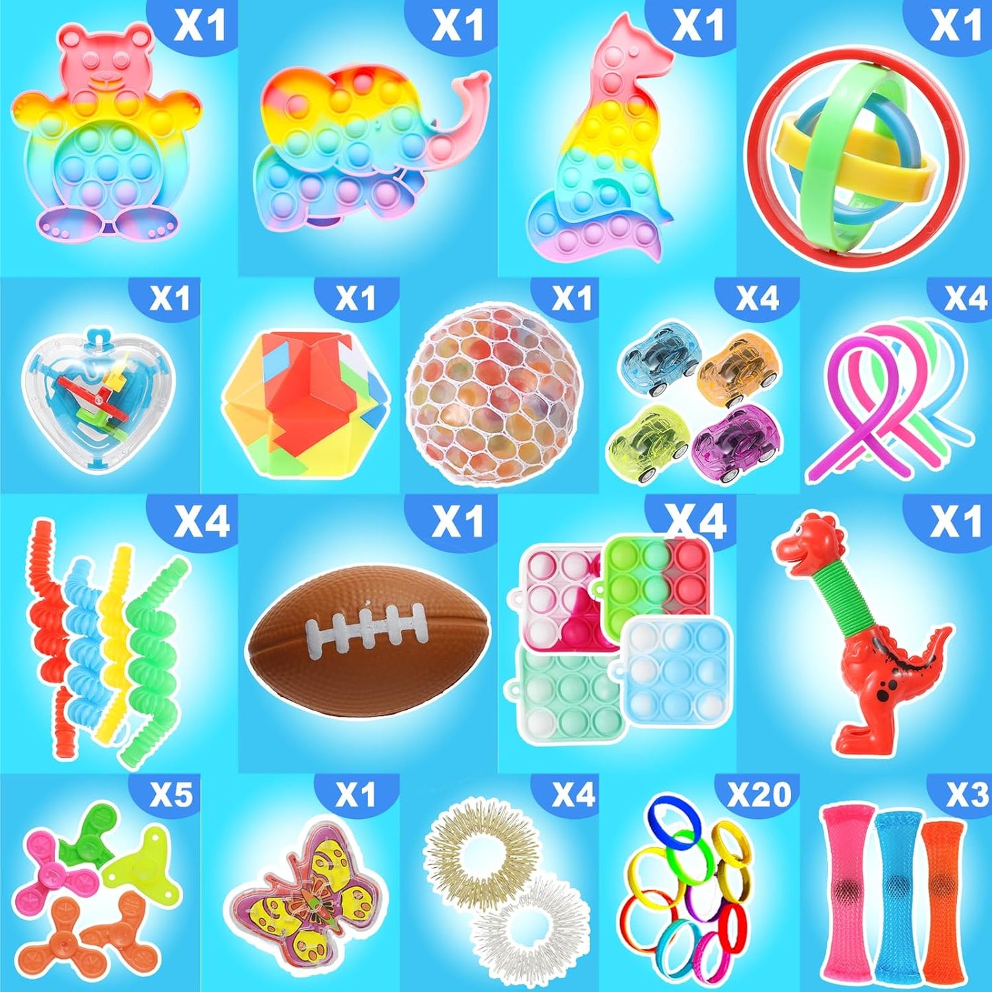 288 Pcs Fidgets Toys Pack, Kids Party Favors Stocking Stuffers Gifts, Bulk Toys for Carnival Treasure Classroom Prizes Box,Adults Stress Relief Sensory Toy,Autism Autistic Children ADHD