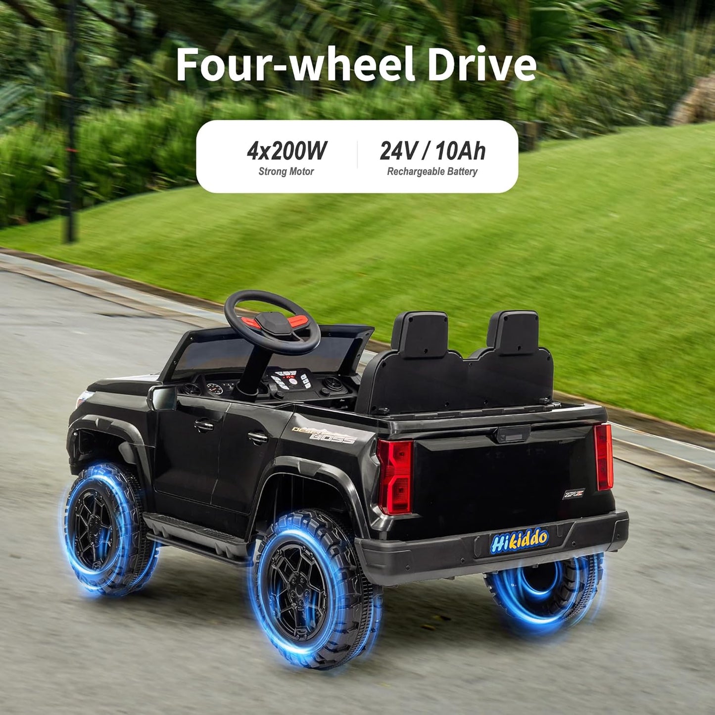 24V 2 Seater Ride on Toy for Big Kids, Electric SUV Kids Car to Drive w/Parent Remote, 2WD/4WD Switchable - Black